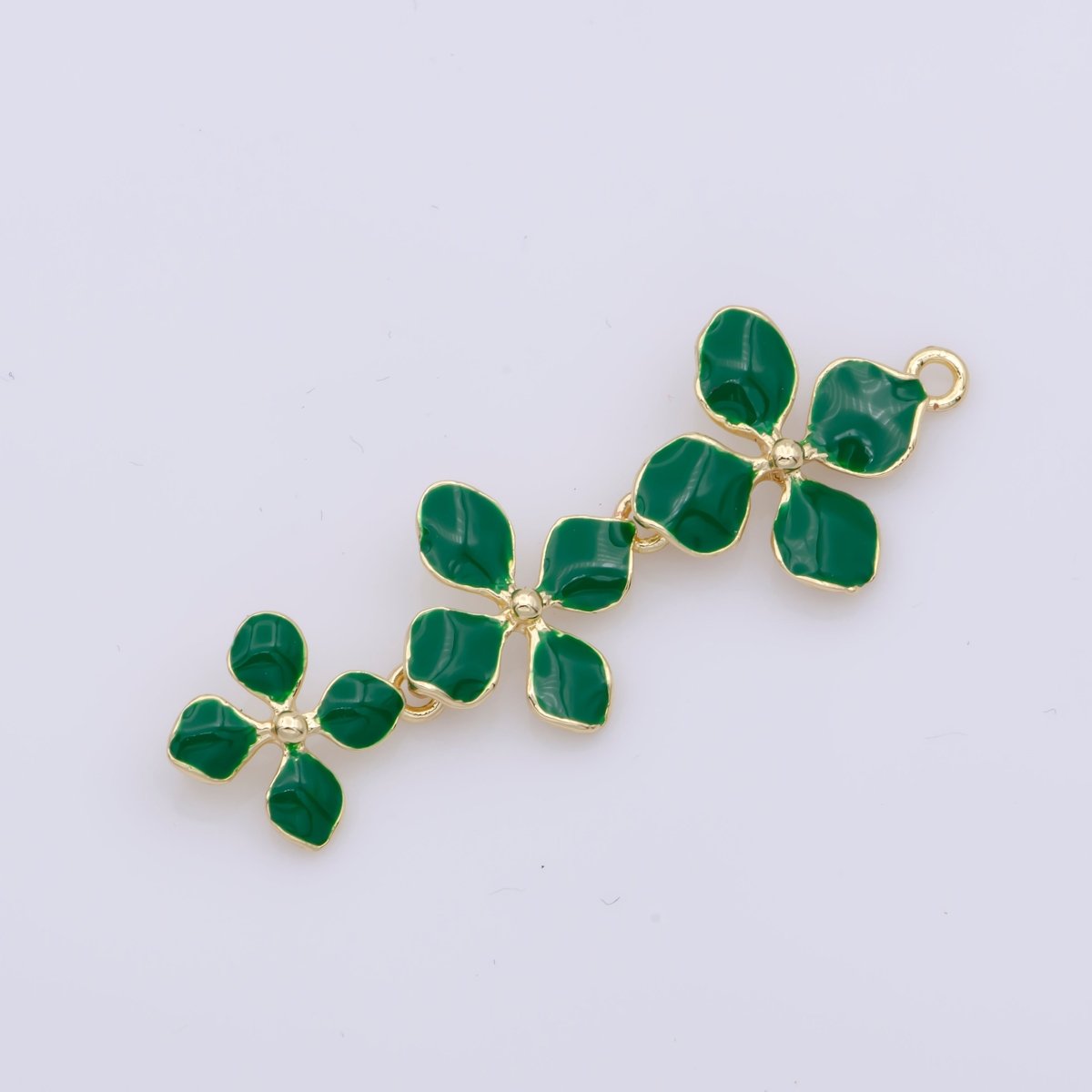 14K Gold Filled Four-Petal Flower Pendant, Enamel Flower Charm, Gold Flower Charm, Earring Necklace Making Findings 40x15mm F-934~F-936 - DLUXCA