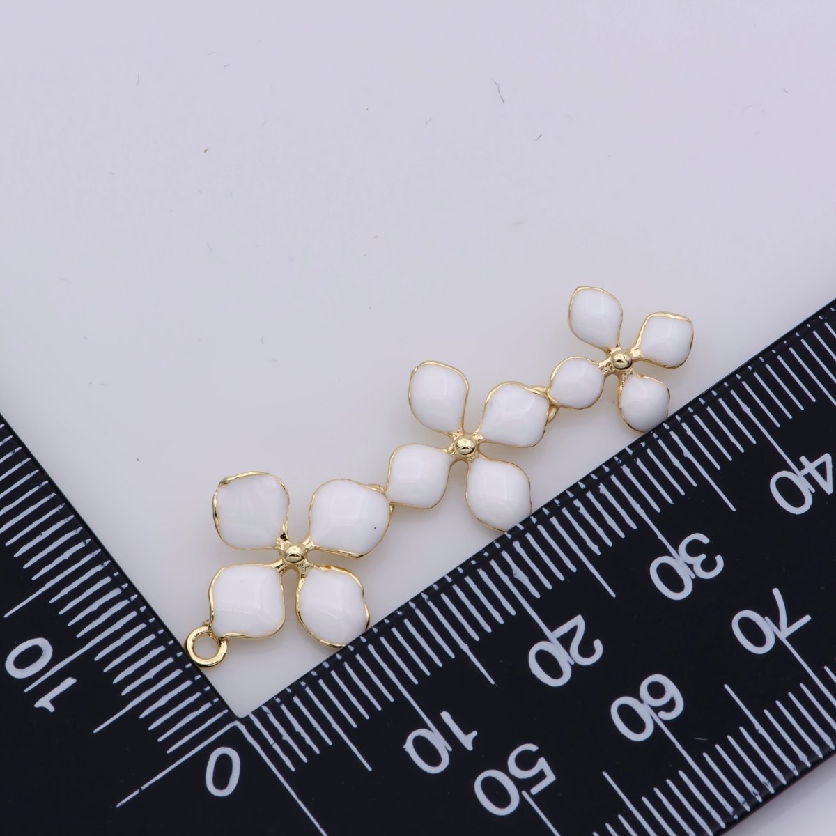 14K Gold Filled Four-Petal Flower Pendant, Enamel Flower Charm, Gold Flower Charm, Earring Necklace Making Findings 40x15mm F-934~F-936 - DLUXCA