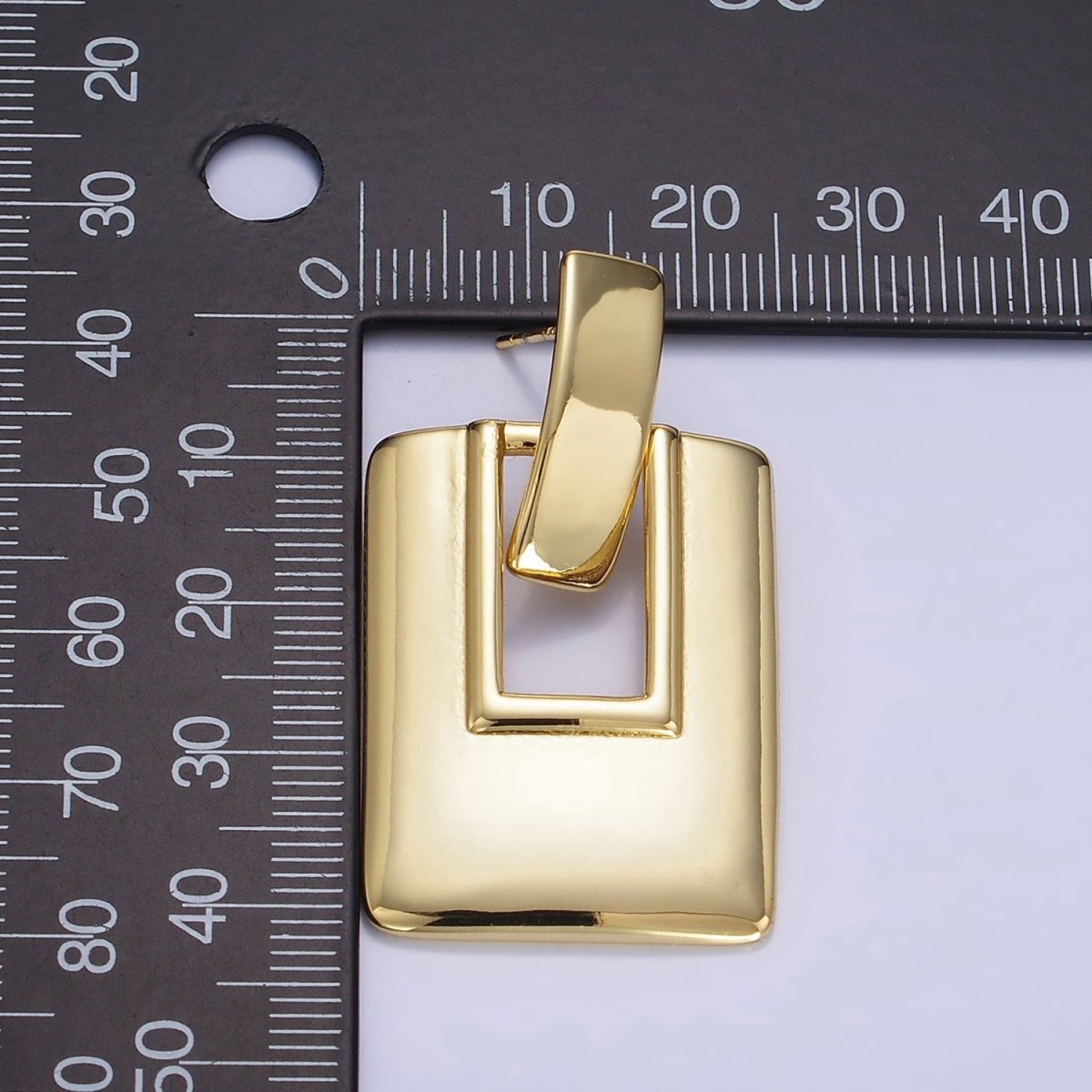 14K Gold Filled Geometric Rectangle Bar Drop Stud Earrings | P458 - DLUXCA