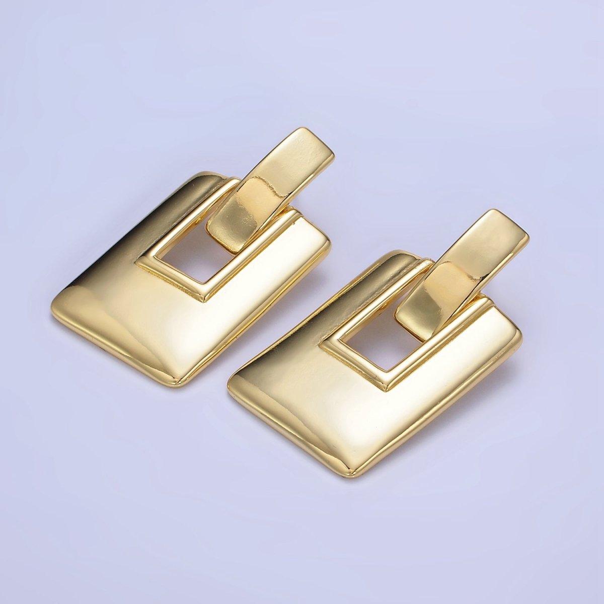 14K Gold Filled Geometric Rectangle Bar Drop Stud Earrings | P458 - DLUXCA