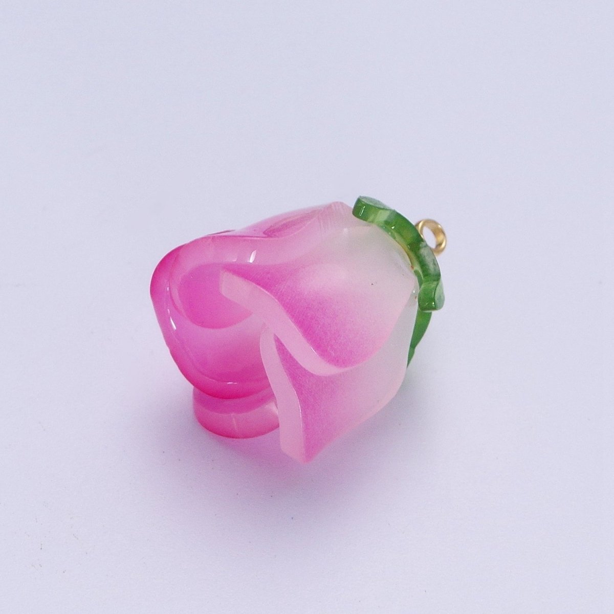 14K Gold Filled Glass Flower Tulip Rose Resin Charm Supply For DIY Summer Jewelry Making | X-736 X-737 X-738 X-739 - DLUXCA