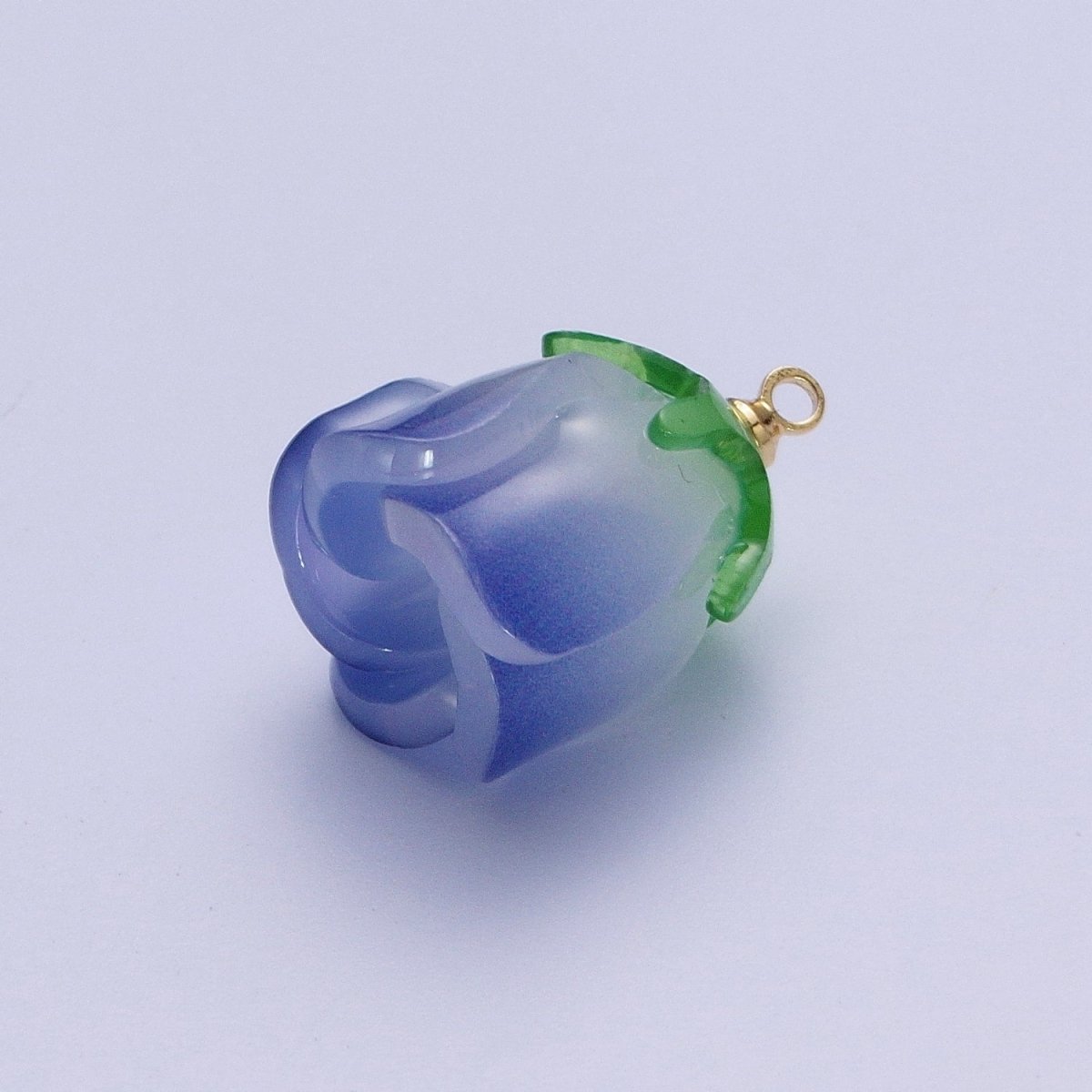 14K Gold Filled Glass Flower Tulip Rose Resin Charm Supply For DIY Summer Jewelry Making | X-736 X-737 X-738 X-739 - DLUXCA