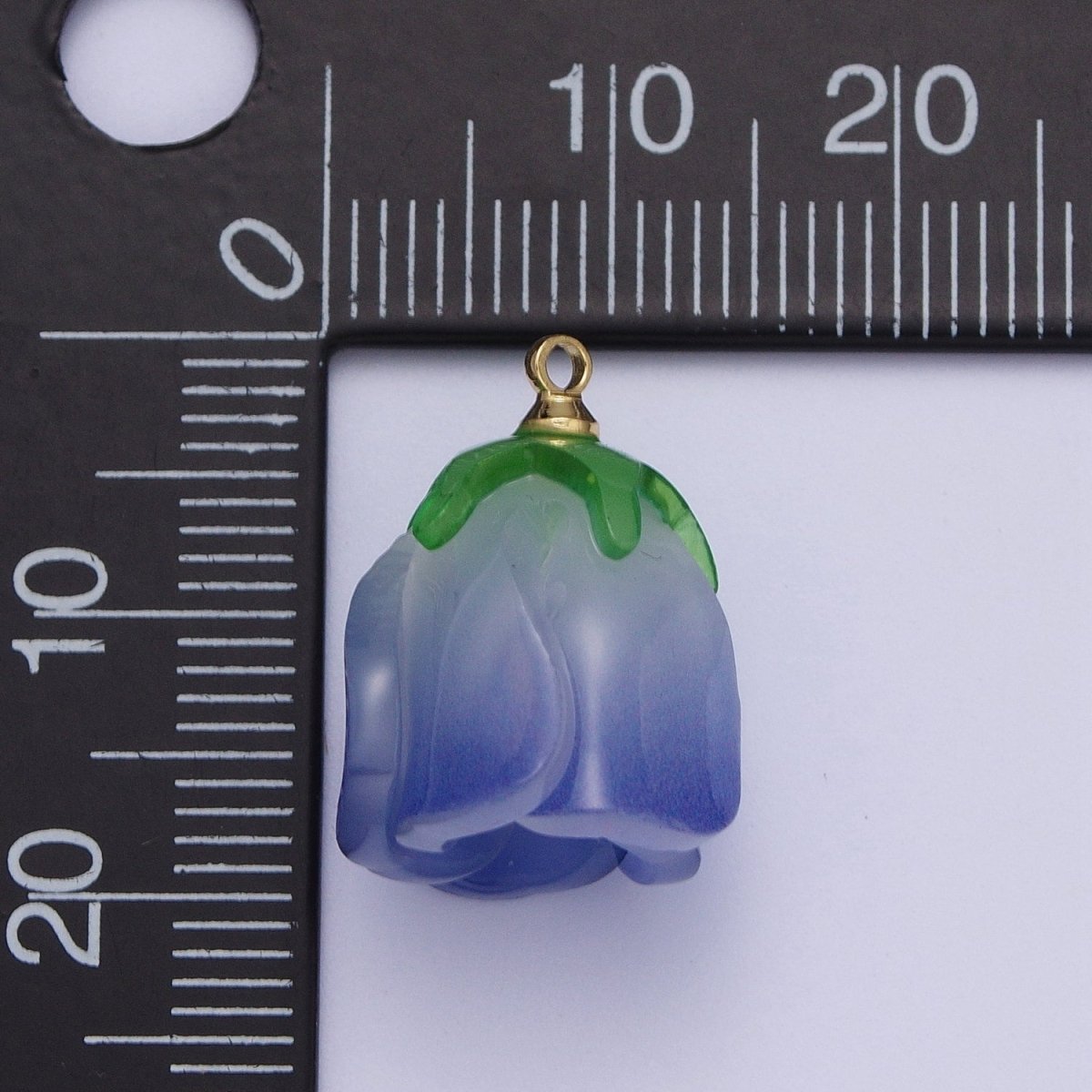 14K Gold Filled Glass Flower Tulip Rose Resin Charm Supply For DIY Summer Jewelry Making | X-736 X-737 X-738 X-739 - DLUXCA