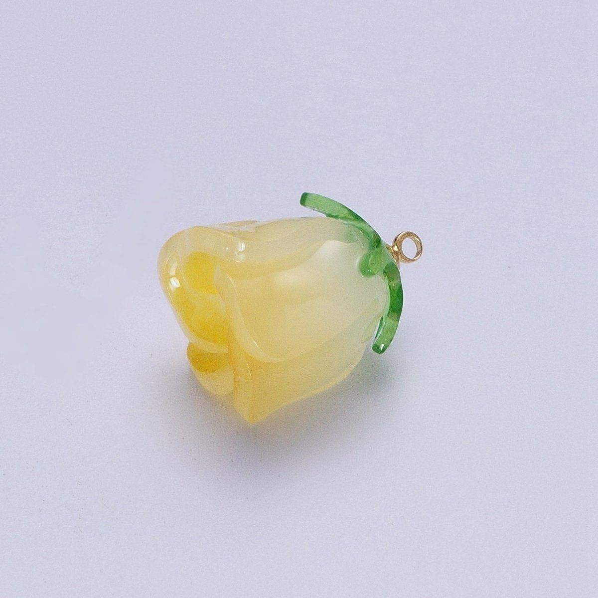 14K Gold Filled Glass Flower Tulip Rose Resin Charm Supply For DIY Summer Jewelry Making | X-736 X-737 X-738 X-739 - DLUXCA