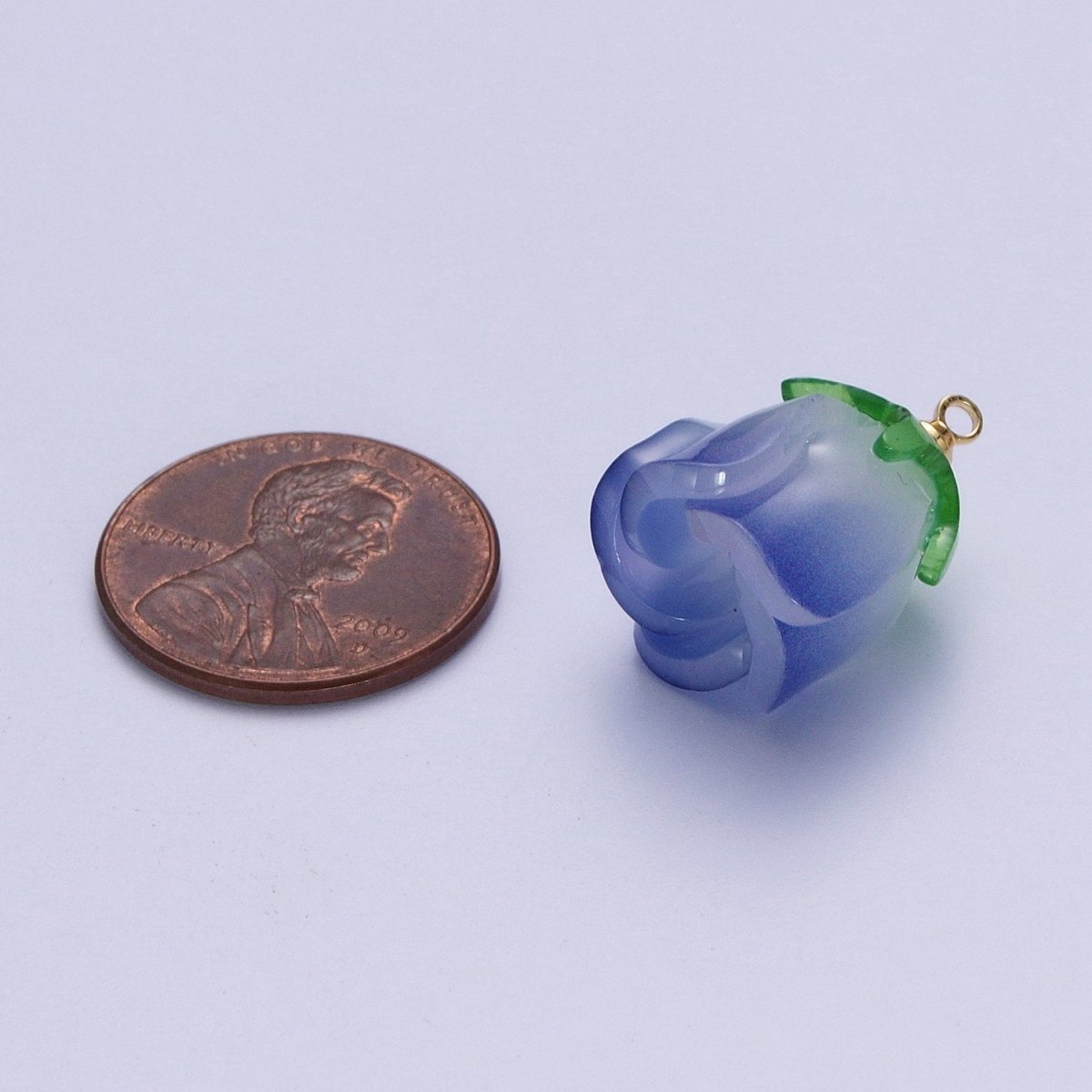 14K Gold Filled Glass Flower Tulip Rose Resin Charm Supply For DIY Summer Jewelry Making | X-736 X-737 X-738 X-739 - DLUXCA