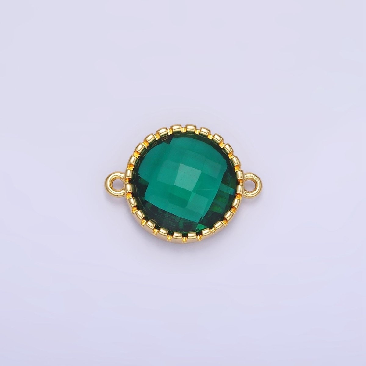 14K Gold Filled Green CZ Multifaceted Round Connector | G352 - DLUXCA