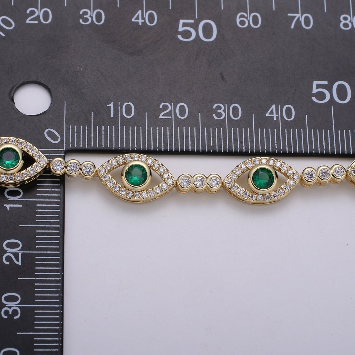 14k Gold Filled Green Evil Eye Bracelet, Blue Eye Protection Bracelet Cubic Zirconia Stacking Bracelet, Amulet Jewelry Gift Ideas, Boho Jewelry | CN-959 CN-960 CN-961 Clearance Pricing - DLUXCA