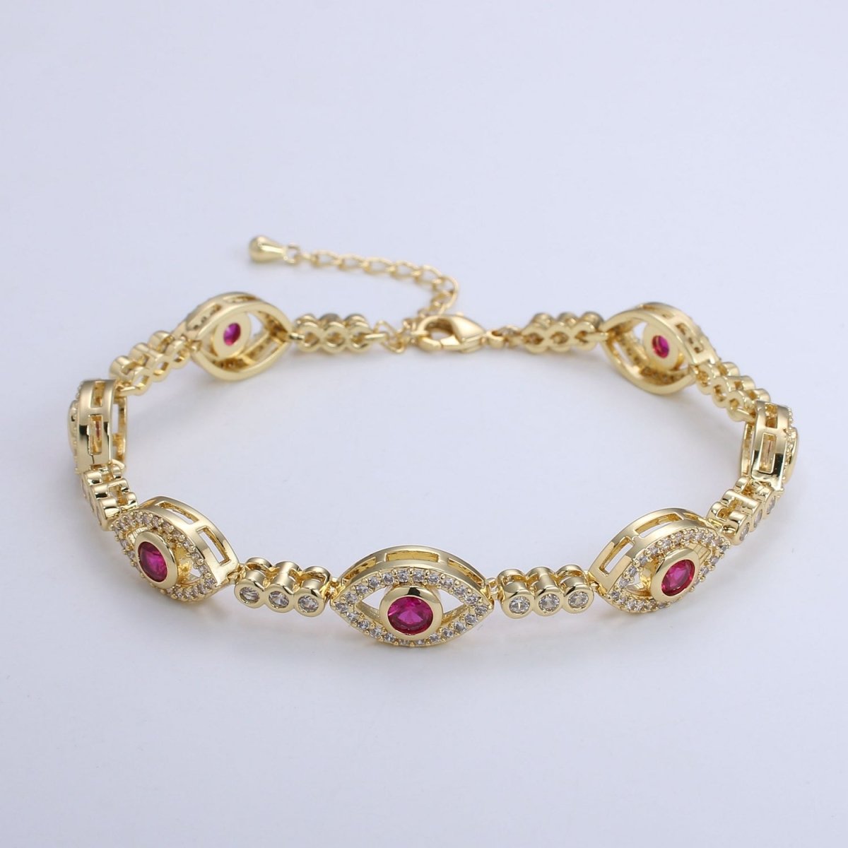 14k Gold Filled Green Evil Eye Bracelet, Blue Eye Protection Bracelet Cubic Zirconia Stacking Bracelet, Amulet Jewelry Gift Ideas, Boho Jewelry | CN-959 CN-960 CN-961 Clearance Pricing - DLUXCA