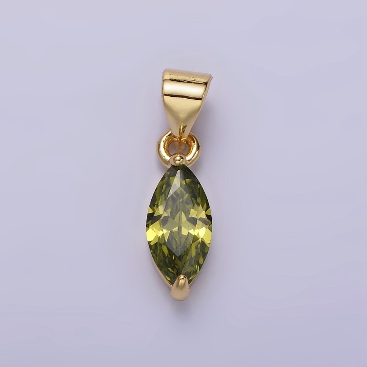 14K Gold Filled Green, Fuchsia, Olive, Red, Vermillion, Yellow, Blue, Purple, White Clear CZ Marquise Pendant | AA666 - AA675 - DLUXCA