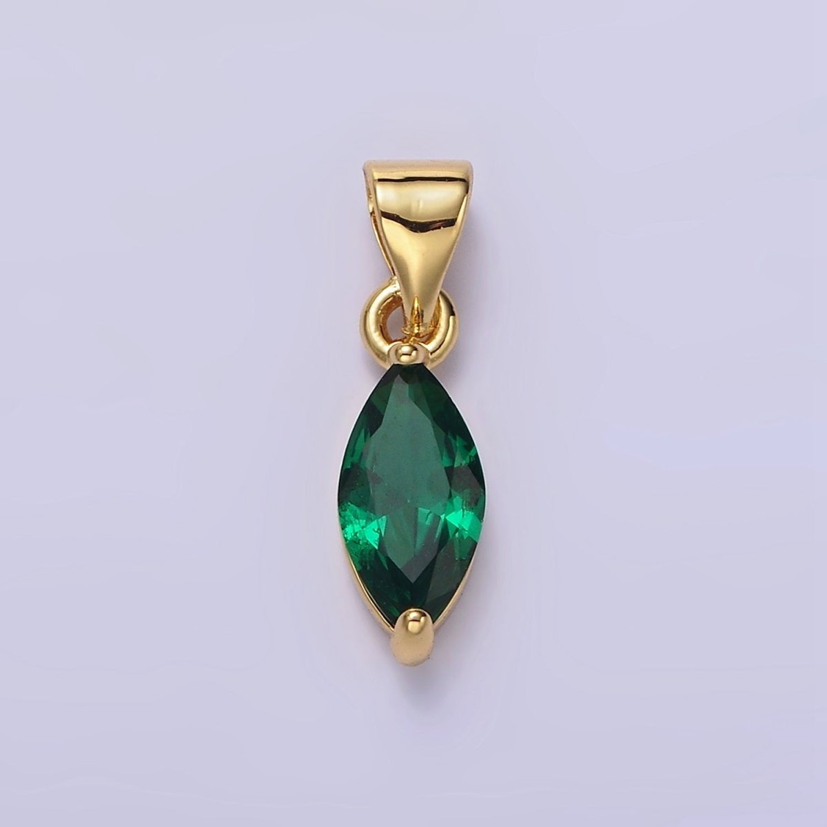 14K Gold Filled Green, Fuchsia, Olive, Red, Vermillion, Yellow, Blue, Purple, White Clear CZ Marquise Pendant | AA666 - AA675 - DLUXCA