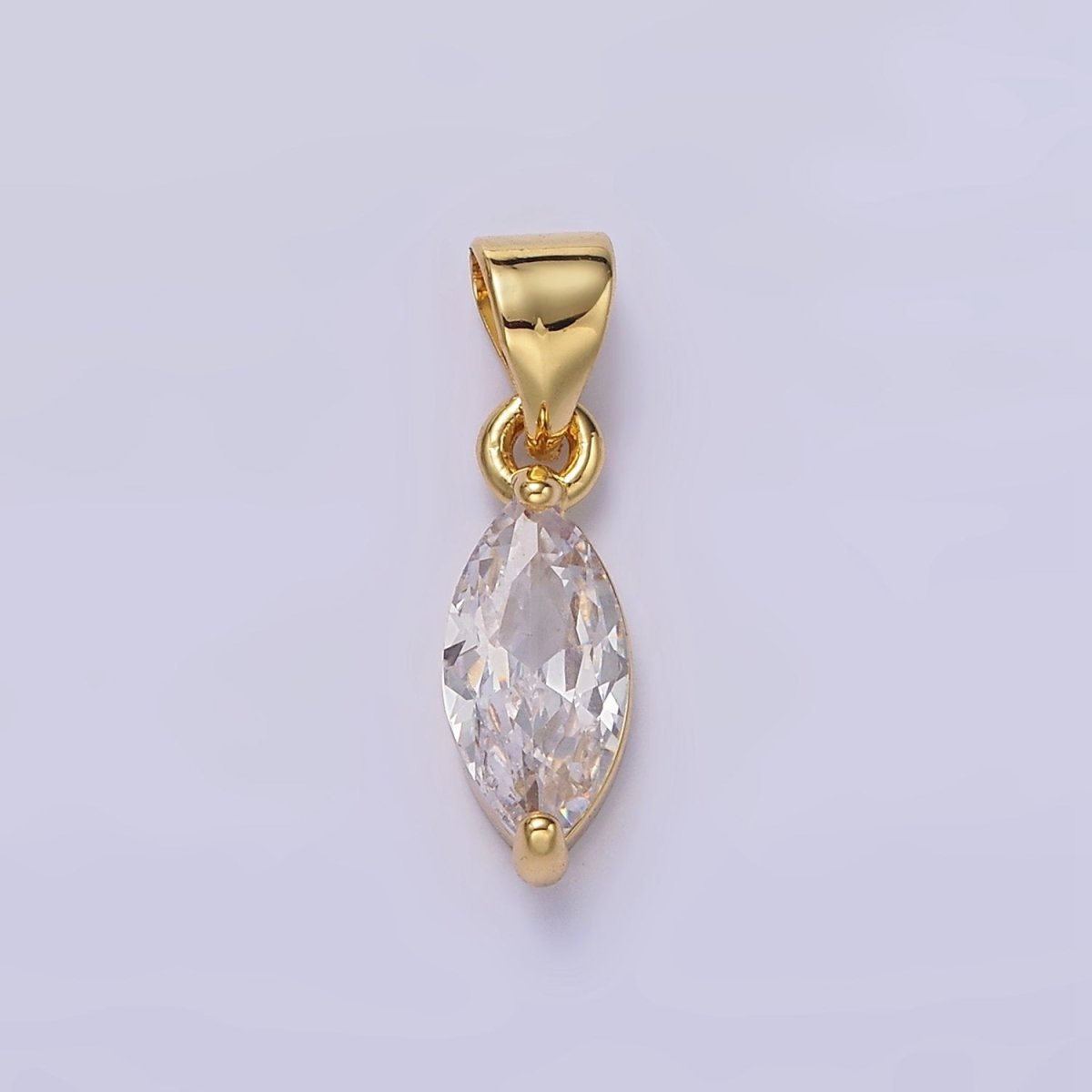 14K Gold Filled Green, Fuchsia, Olive, Red, Vermillion, Yellow, Blue, Purple, White Clear CZ Marquise Pendant | AA666 - AA675 - DLUXCA