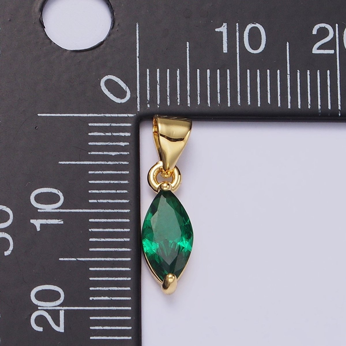 14K Gold Filled Green, Fuchsia, Olive, Red, Vermillion, Yellow, Blue, Purple, White Clear CZ Marquise Pendant | AA666 - AA675 - DLUXCA