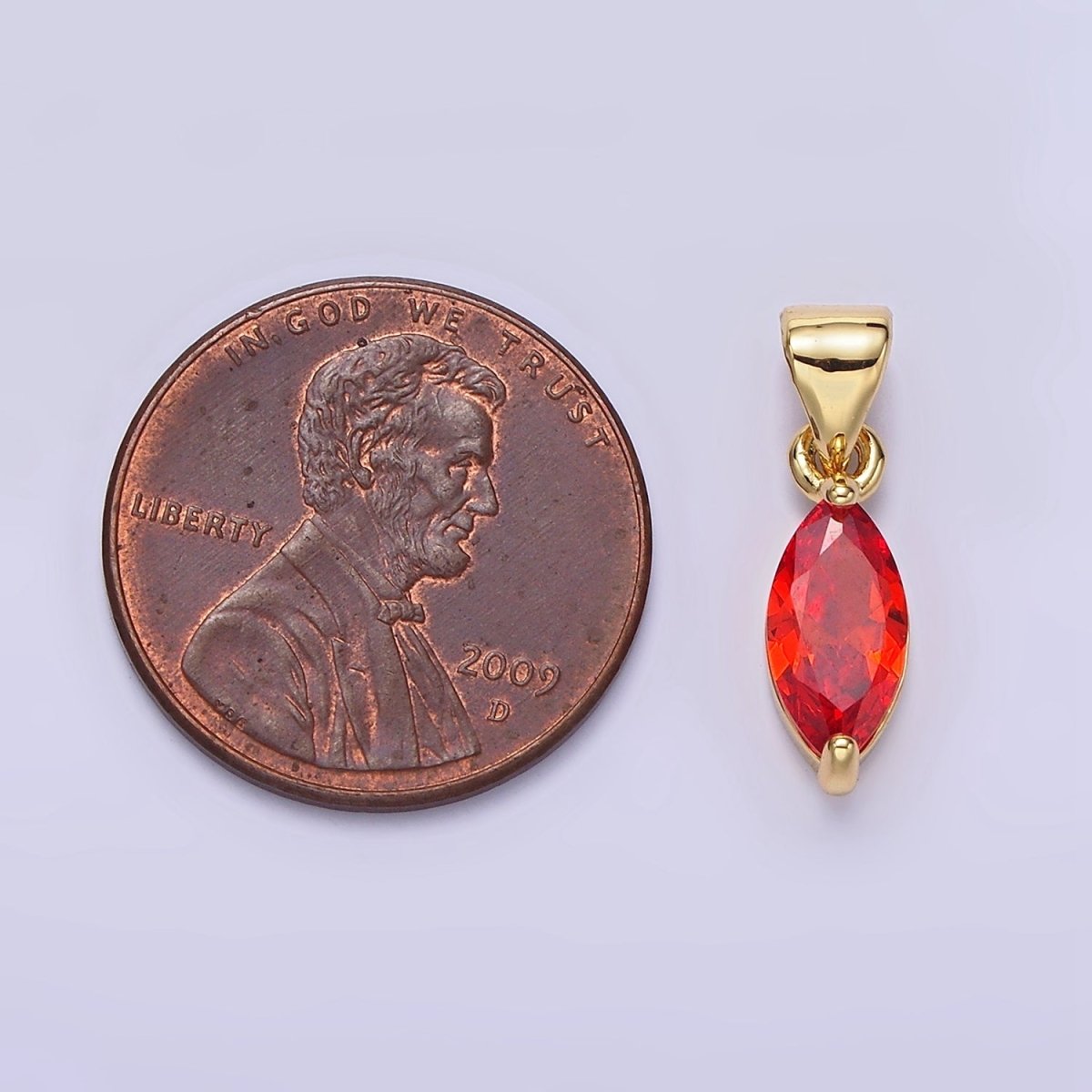 14K Gold Filled Green, Fuchsia, Olive, Red, Vermillion, Yellow, Blue, Purple, White Clear CZ Marquise Pendant | AA666 - AA675 - DLUXCA