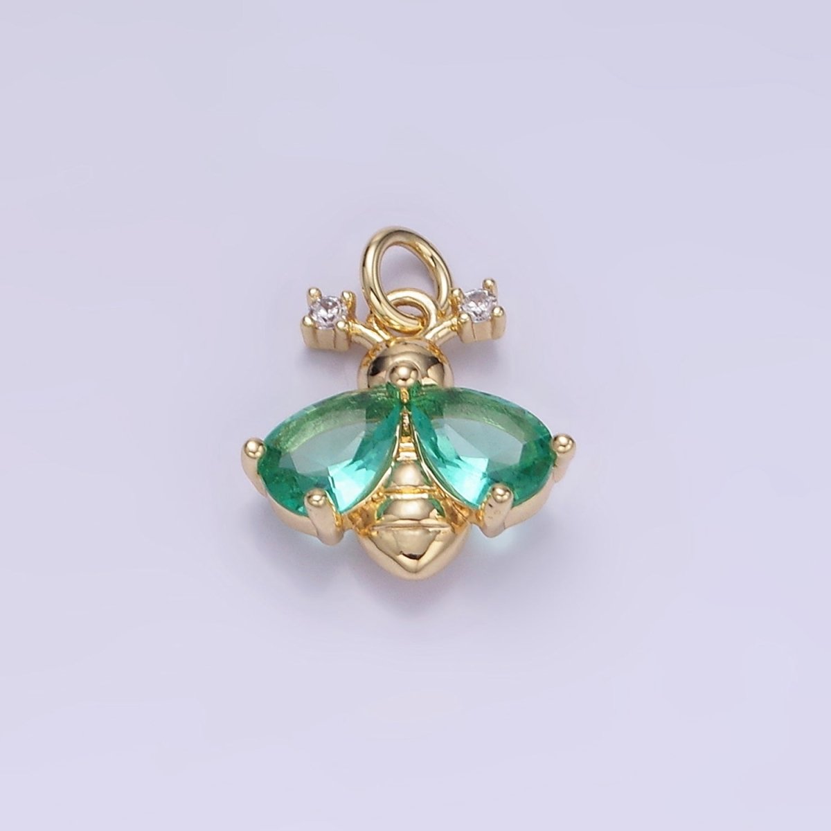 14K Gold Filled Green, Orange CZ Bumble Queen Bee Charm | W542 - DLUXCA