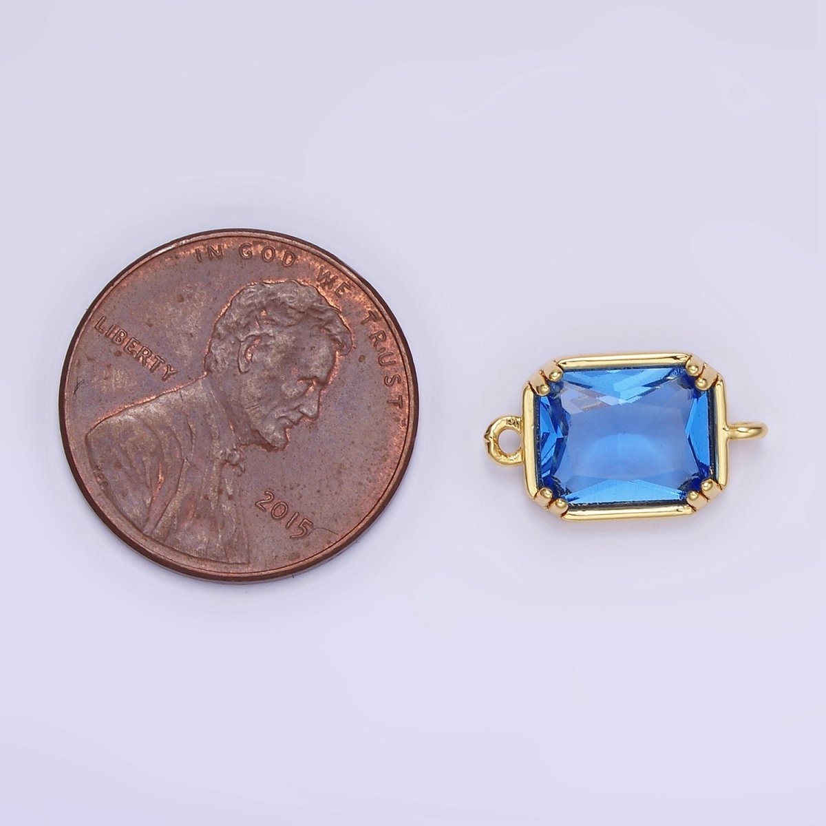 14K Gold Filled Green, Pink, Blue, Light Green, Baby Blue CZ Multifaceted Baguette Connector | G342 - G344 - DLUXCA