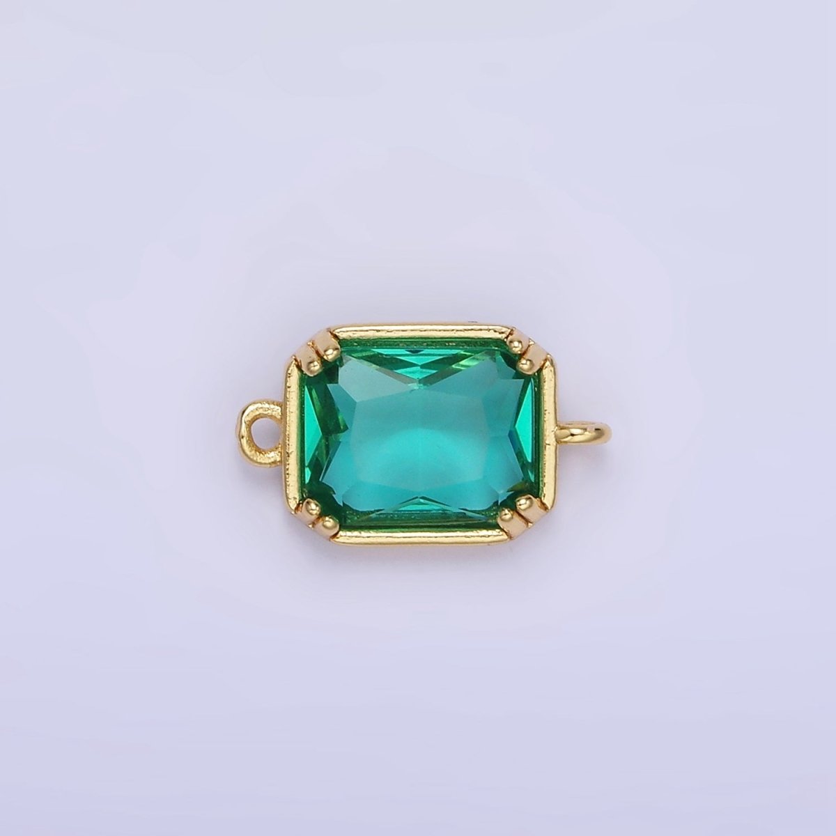 14K Gold Filled Green, Pink, Blue, Light Green, Baby Blue CZ Multifaceted Baguette Connector | G342 - G344 - DLUXCA