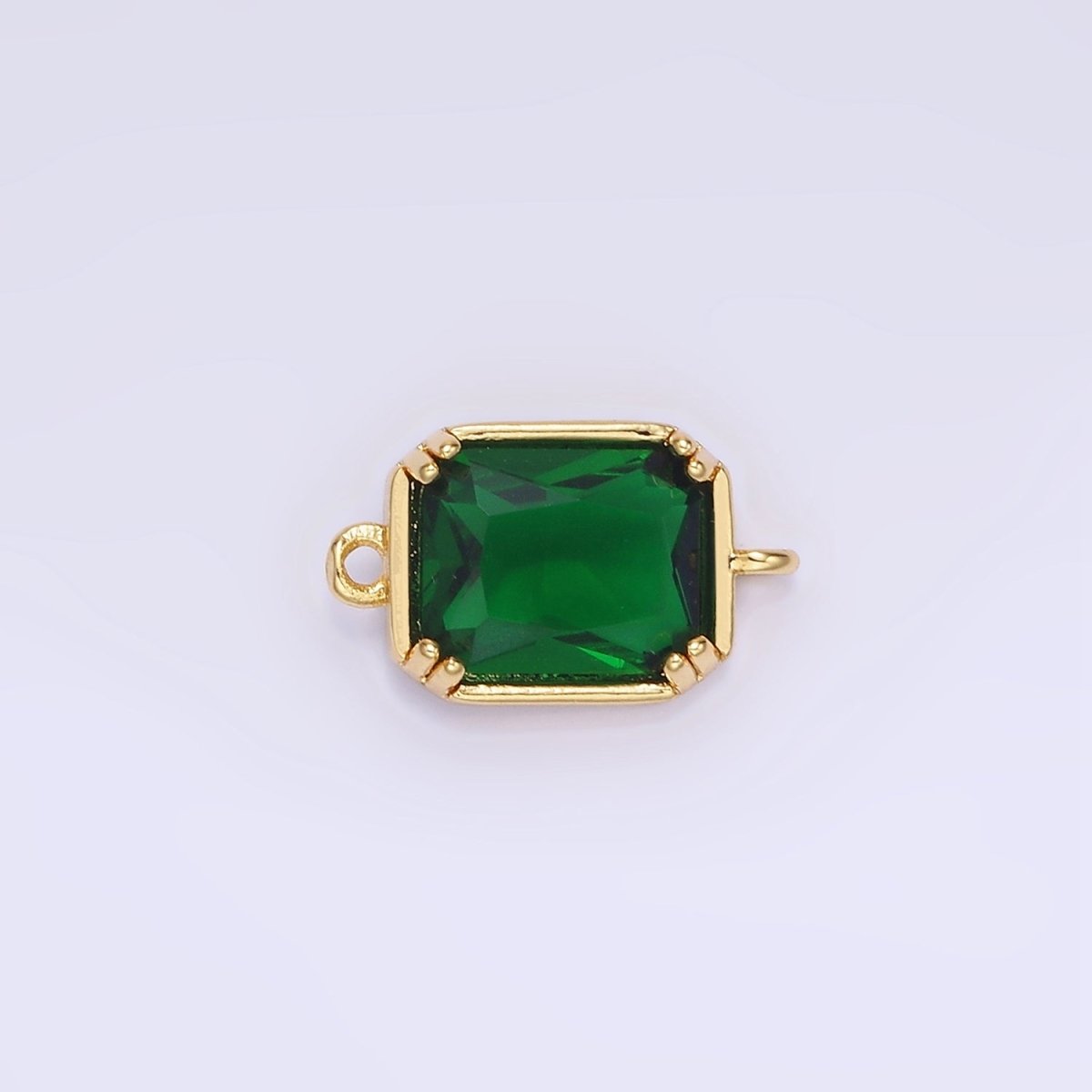 14K Gold Filled Green, Pink, Blue, Light Green, Baby Blue CZ Multifaceted Baguette Connector | G342 - G344 - DLUXCA
