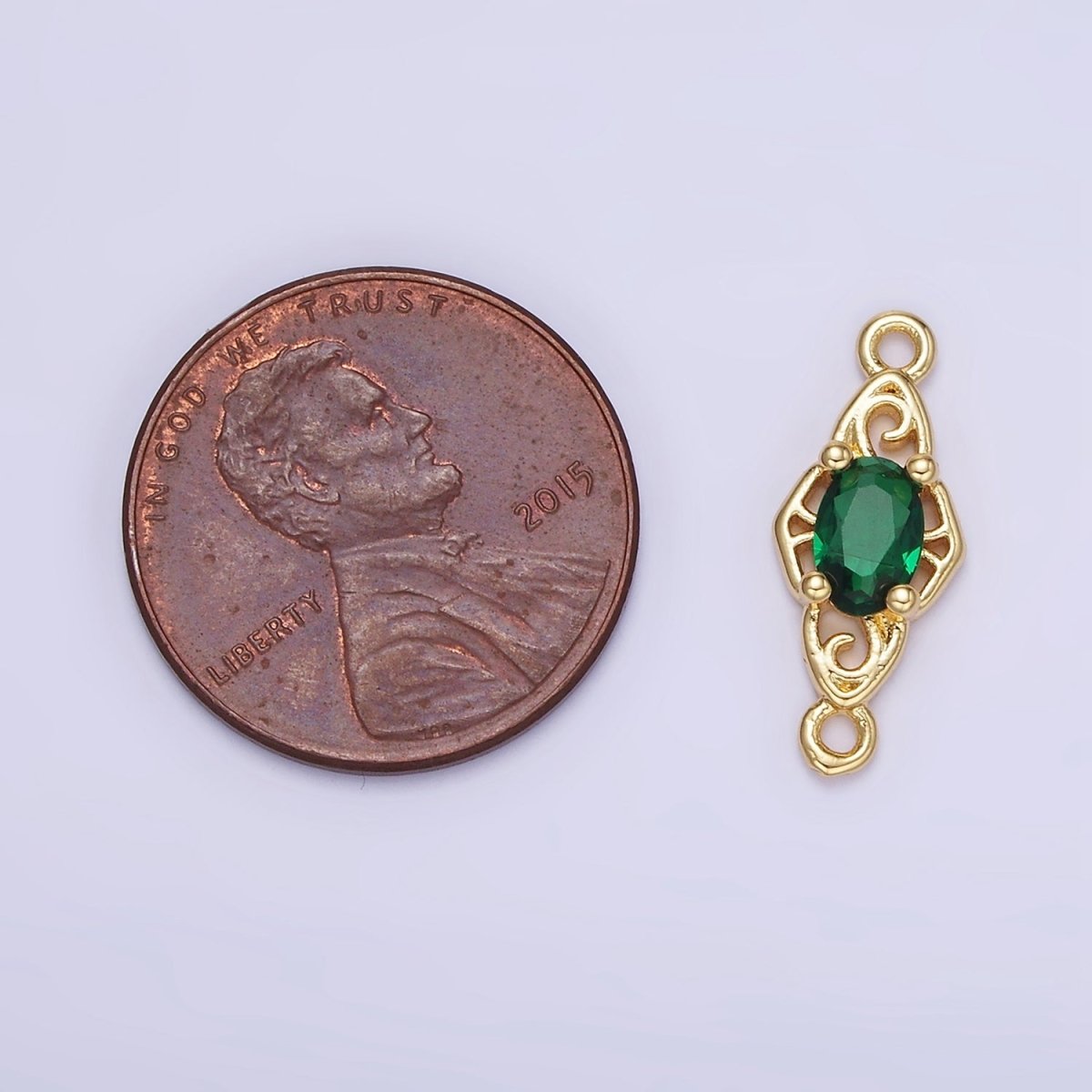 14K Gold Filled Green, Pink, Clear, Red, Blue, Purple CZ Artisan Connector | G347 - G349 - DLUXCA