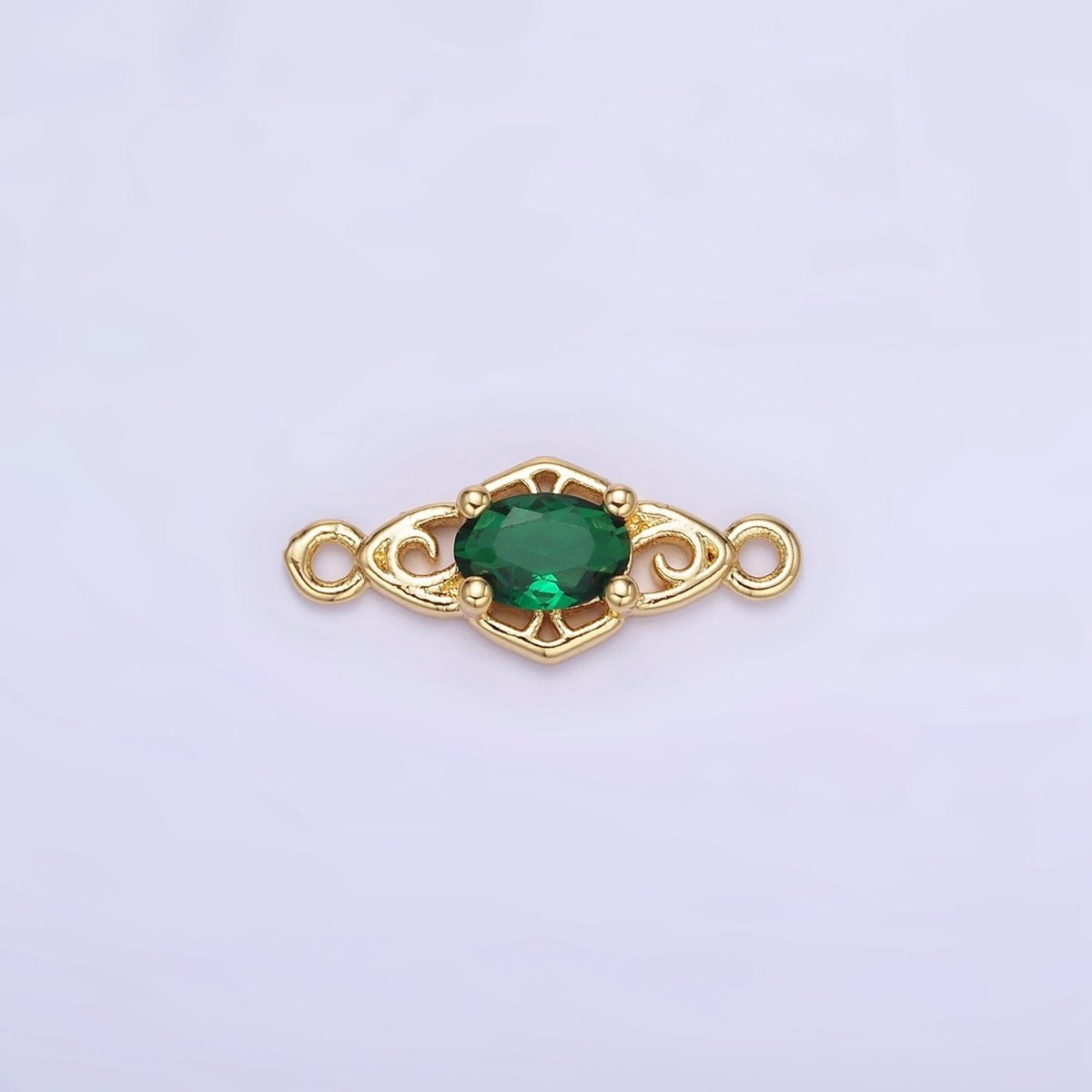 14K Gold Filled Green, Pink, Clear, Red, Blue, Purple CZ Artisan Connector | G347 - G349 - DLUXCA
