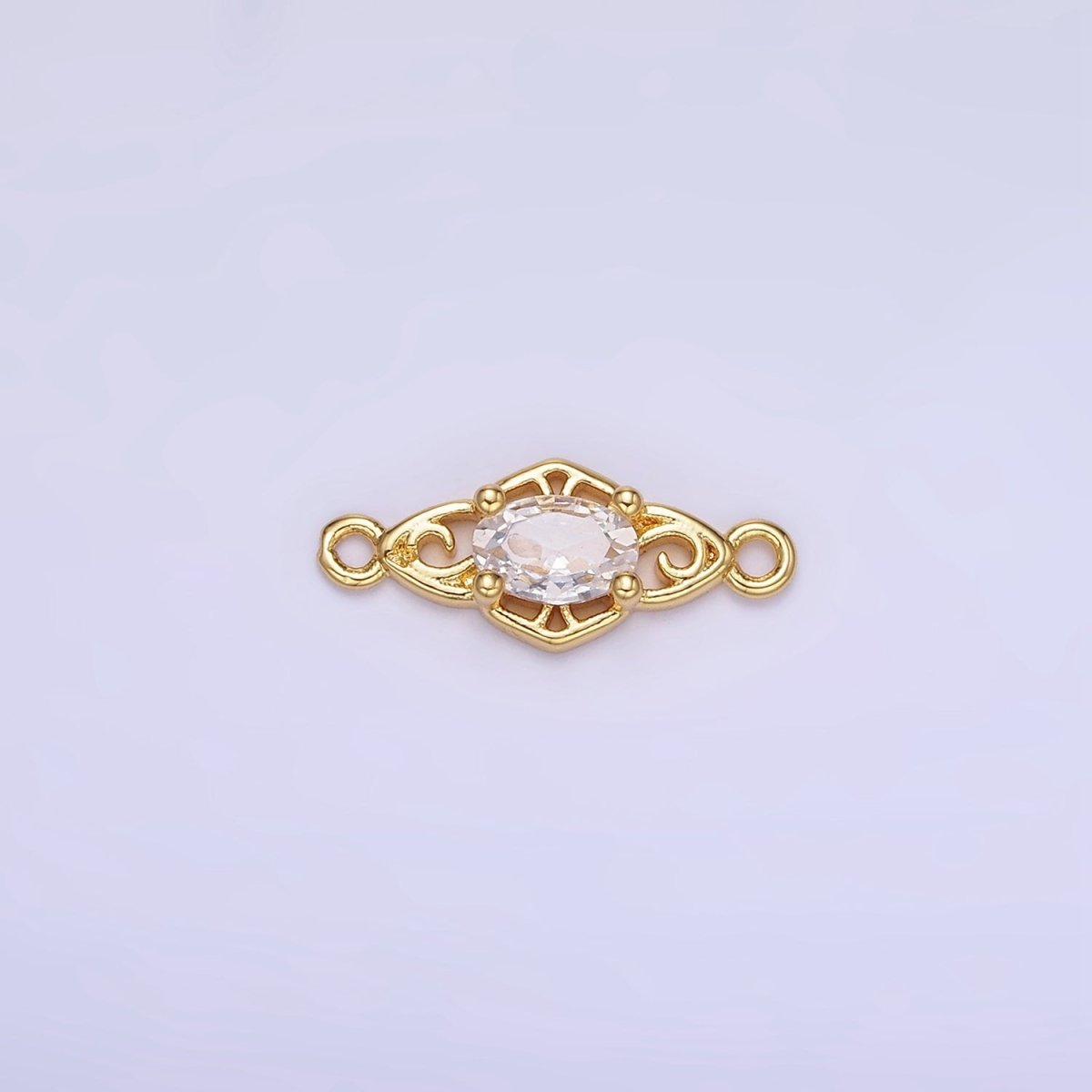 14K Gold Filled Green, Pink, Clear, Red, Blue, Purple CZ Artisan Connector | G347 - G349 - DLUXCA