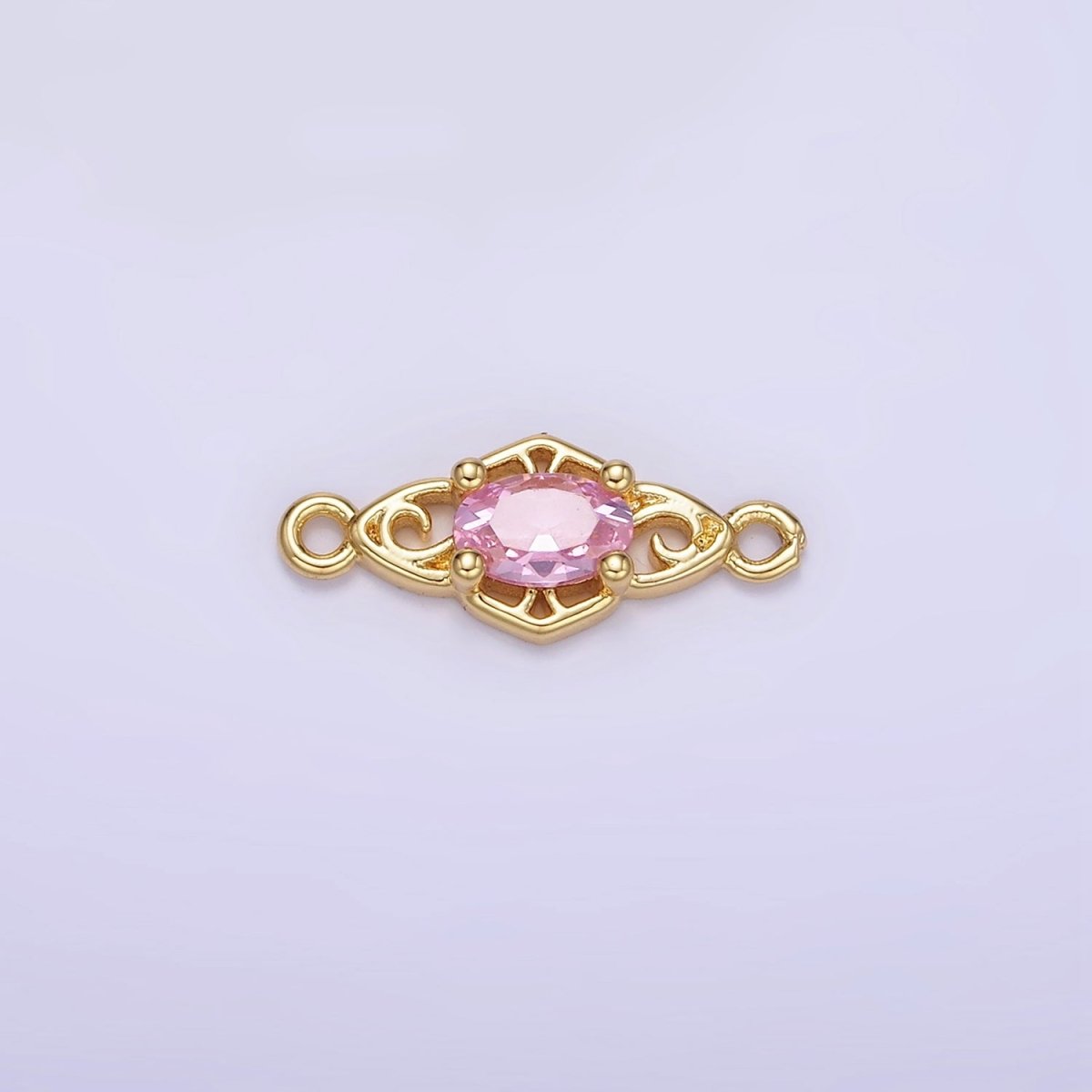 14K Gold Filled Green, Pink, Clear, Red, Blue, Purple CZ Artisan Connector | G347 - G349 - DLUXCA