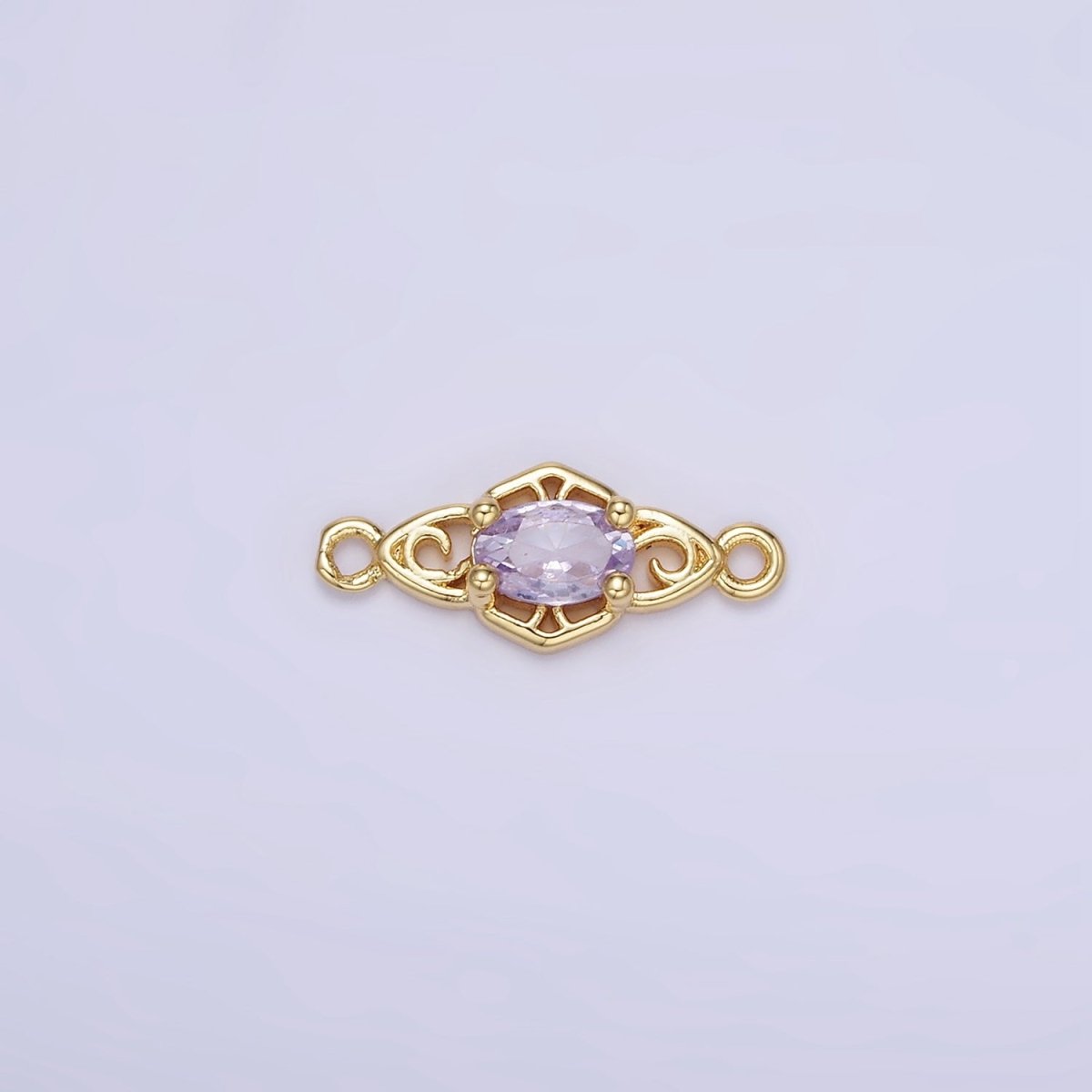 14K Gold Filled Green, Pink, Clear, Red, Blue, Purple CZ Artisan Connector | G347 - G349 - DLUXCA