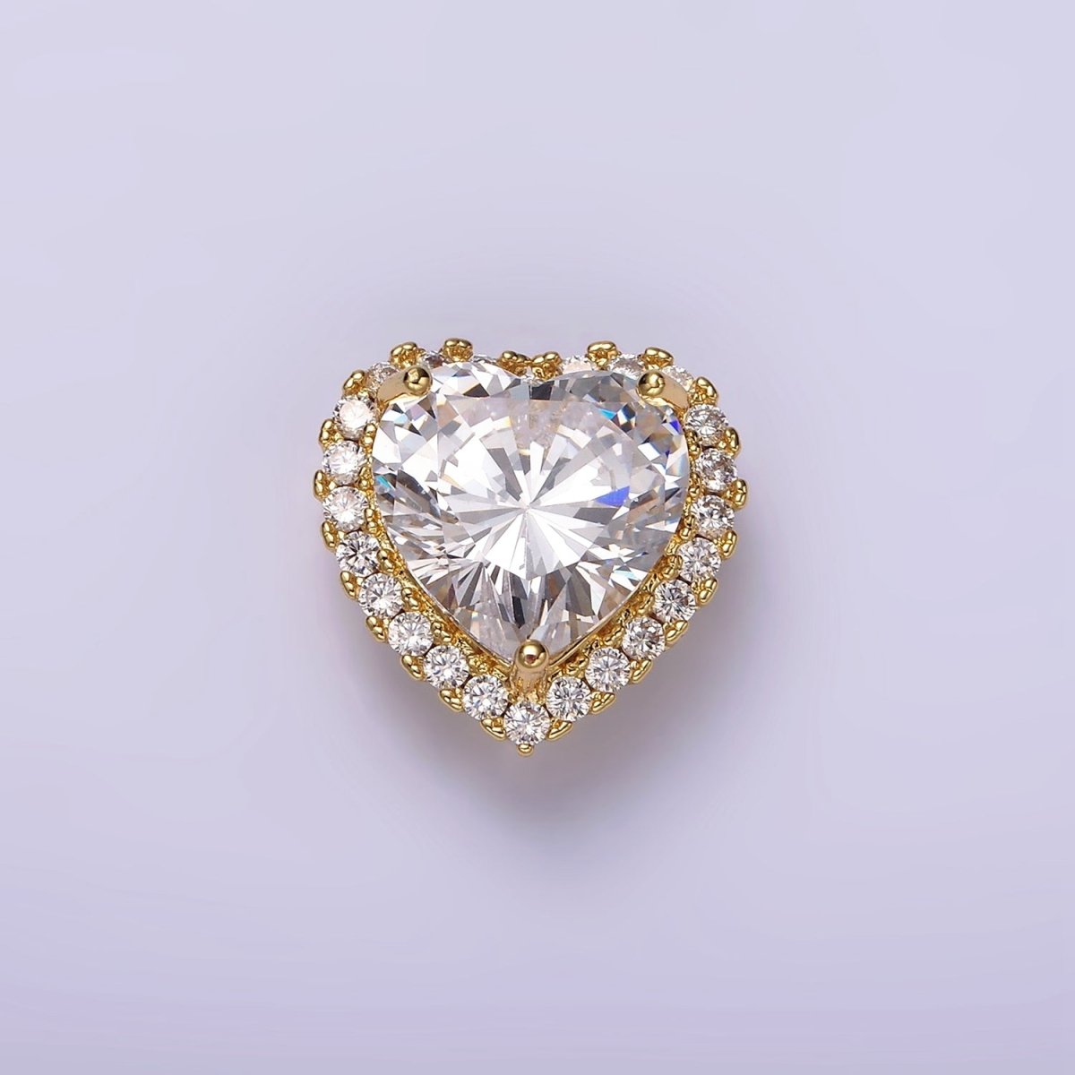 14K Gold Filled Green, Pink, Clear, Red, Yellow, Black, Purple, Blue CZ Heart Micro Paved Bead | B851 - B858 - DLUXCA