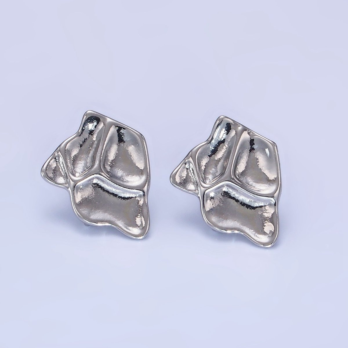 14K Gold Filled Hammered Abstract Stud Earrings in Gold & Silver | Z742 Z743 - DLUXCA