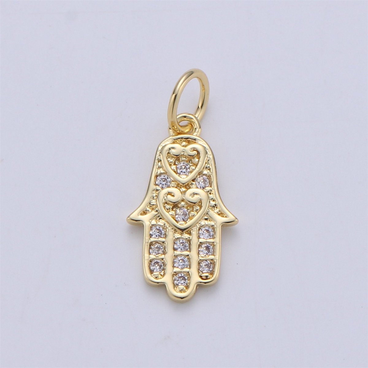 14k Gold Filled Hamsa Hand Charm Silver Hamsa Charm Micro Pave Charm, Amulet jewelry, Hand of fatima jewelry for Necklace Earring Bracelet C-839 E-913 - DLUXCA