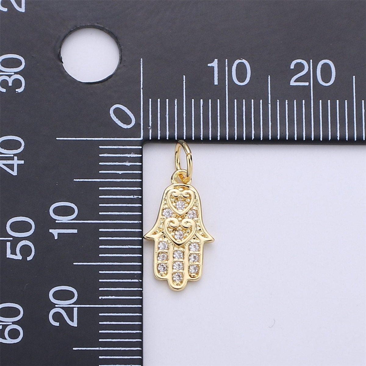 14k Gold Filled Hamsa Hand Charm Silver Hamsa Charm Micro Pave Charm, Amulet jewelry, Hand of fatima jewelry for Necklace Earring Bracelet C-839 E-913 - DLUXCA
