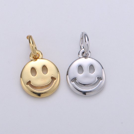 14K Gold Filled Happy Face Charm, Emoji Charm 13x8mm Gold Smile Charm Pendant Smiley Face Charms for Necklace Earring Bracelet Supply | D-651, D-697 - DLUXCA