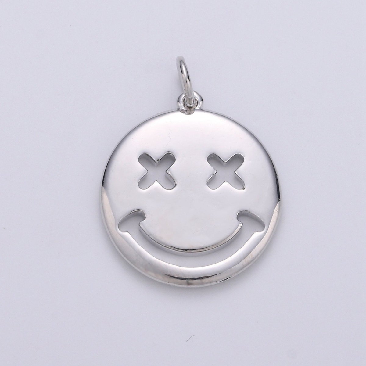 14K Gold Filled Happy Face Charm, emoji charm 24x18mm Gold Smile Charm Pendant Silver Smiley face charms Necklace Earring Bracelet Supply D-126 D-127 - DLUXCA