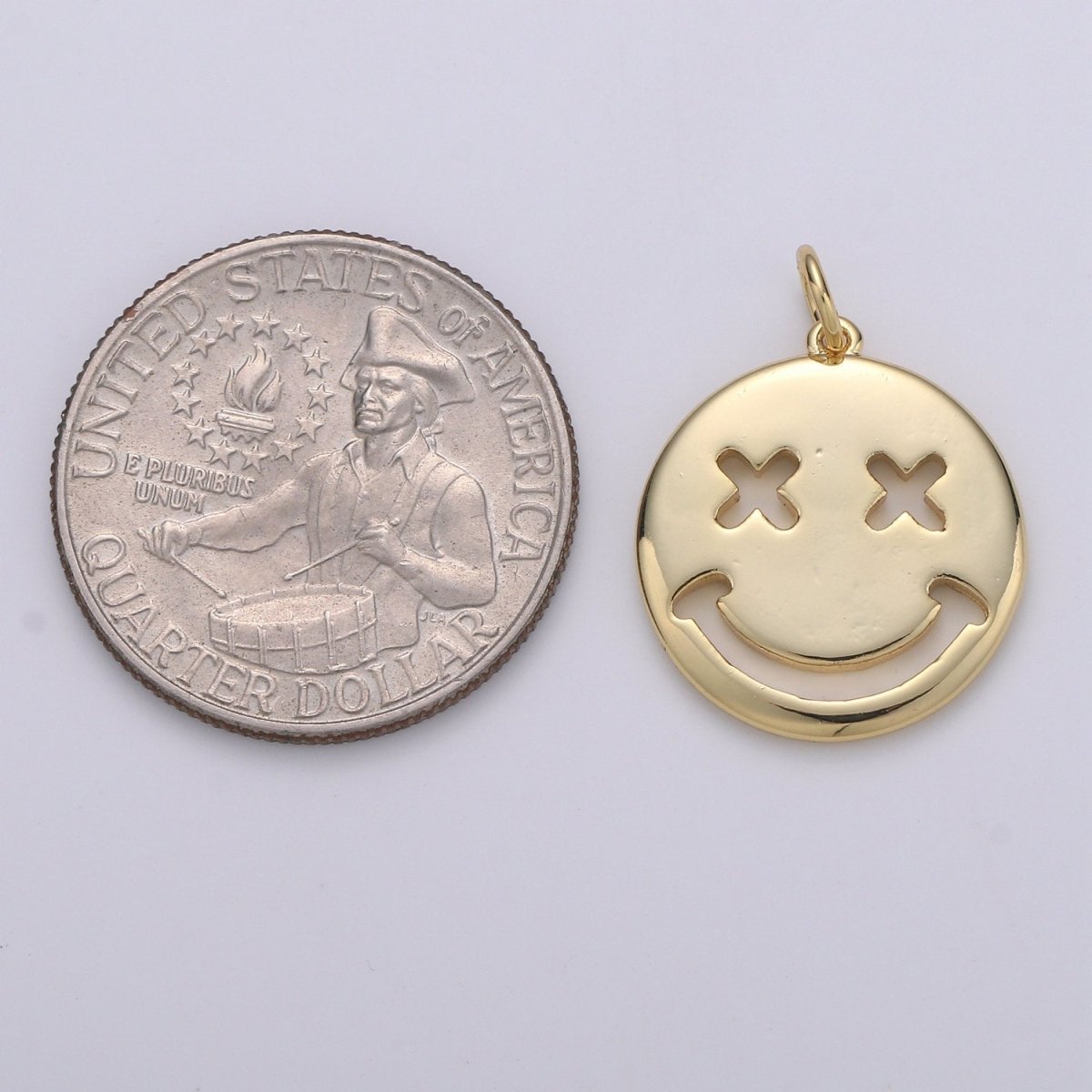 14K Gold Filled Happy Face Charm, emoji charm 24x18mm Gold Smile Charm Pendant Silver Smiley face charms Necklace Earring Bracelet Supply D-126 D-127 - DLUXCA