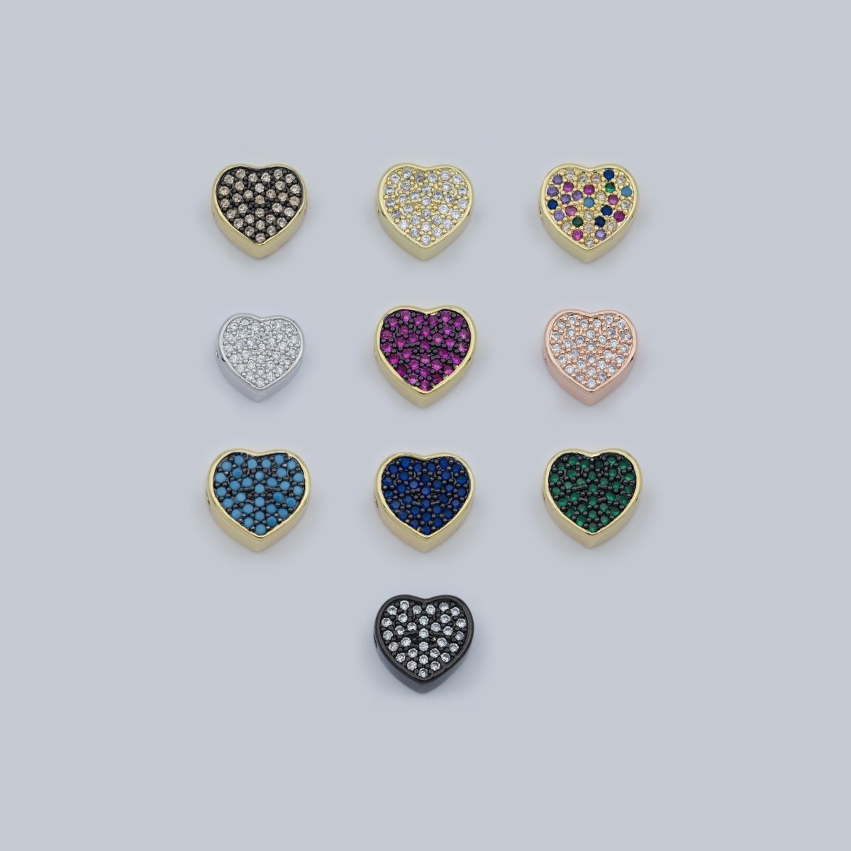 14k Gold Filled Heart Beads, Hearts Spacer Beads, Gold Bracelet Charms Rose Gold Silver Love Jewelry Supplies Component findings 10MM B-548 to B-557 - DLUXCA