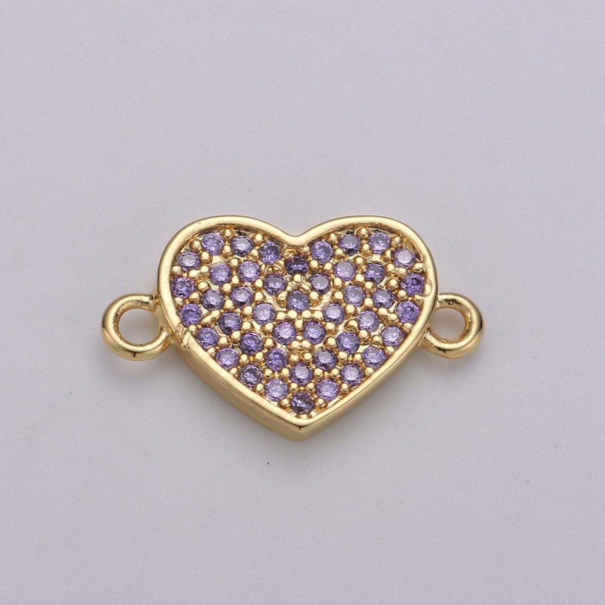 14K Gold Filled Heart Charm Connector Minimalist Cubic Purple Teal Pink Love Link Connector Necklace Bracelet Charm For Jewelry Making F-408-F-410 F-510 - DLUXCA