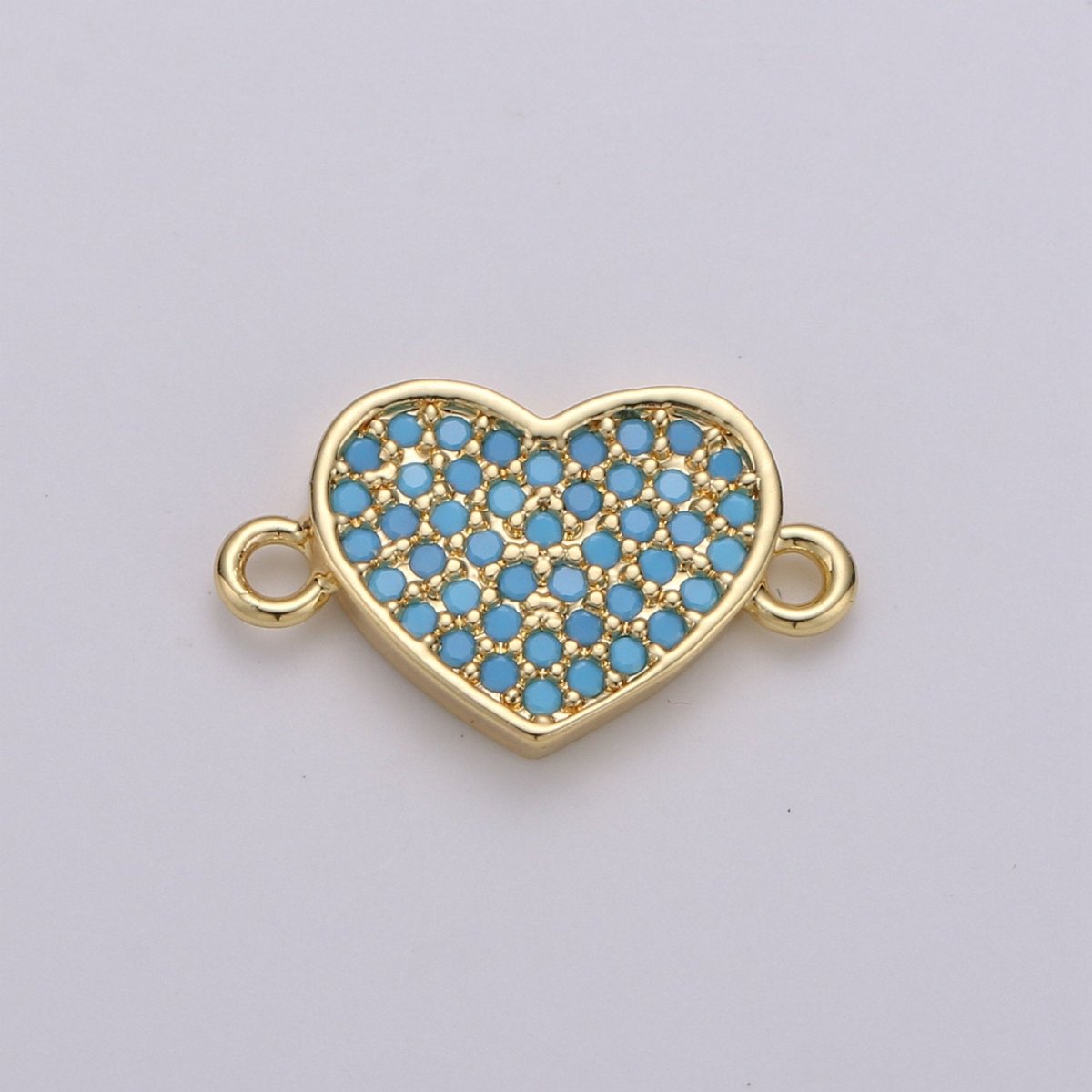 14K Gold Filled Heart Charm Connector Minimalist Cubic Purple Teal Pink Love Link Connector Necklace Bracelet Charm For Jewelry Making F-408-F-410 F-510 - DLUXCA