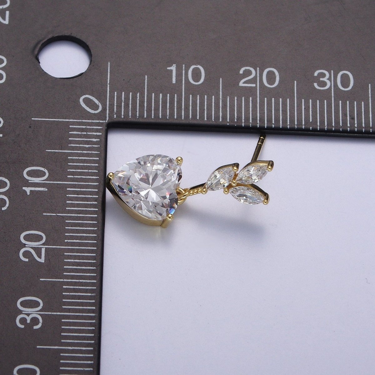 14K Gold Filled Heart Marquise Cubic Zirconia Dangle Drop Stud Earrings | Y-057 - DLUXCA