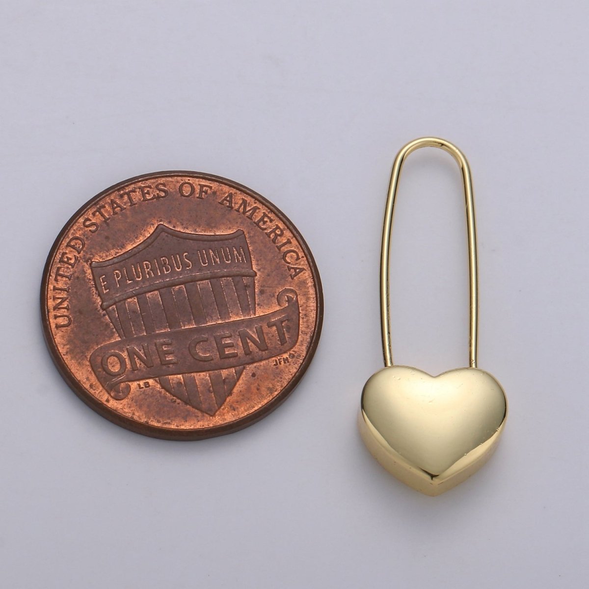 14K Gold Filled Heart Safety Pin Drop Earrings in Gold & Silver Q-151 Q-152 - DLUXCA