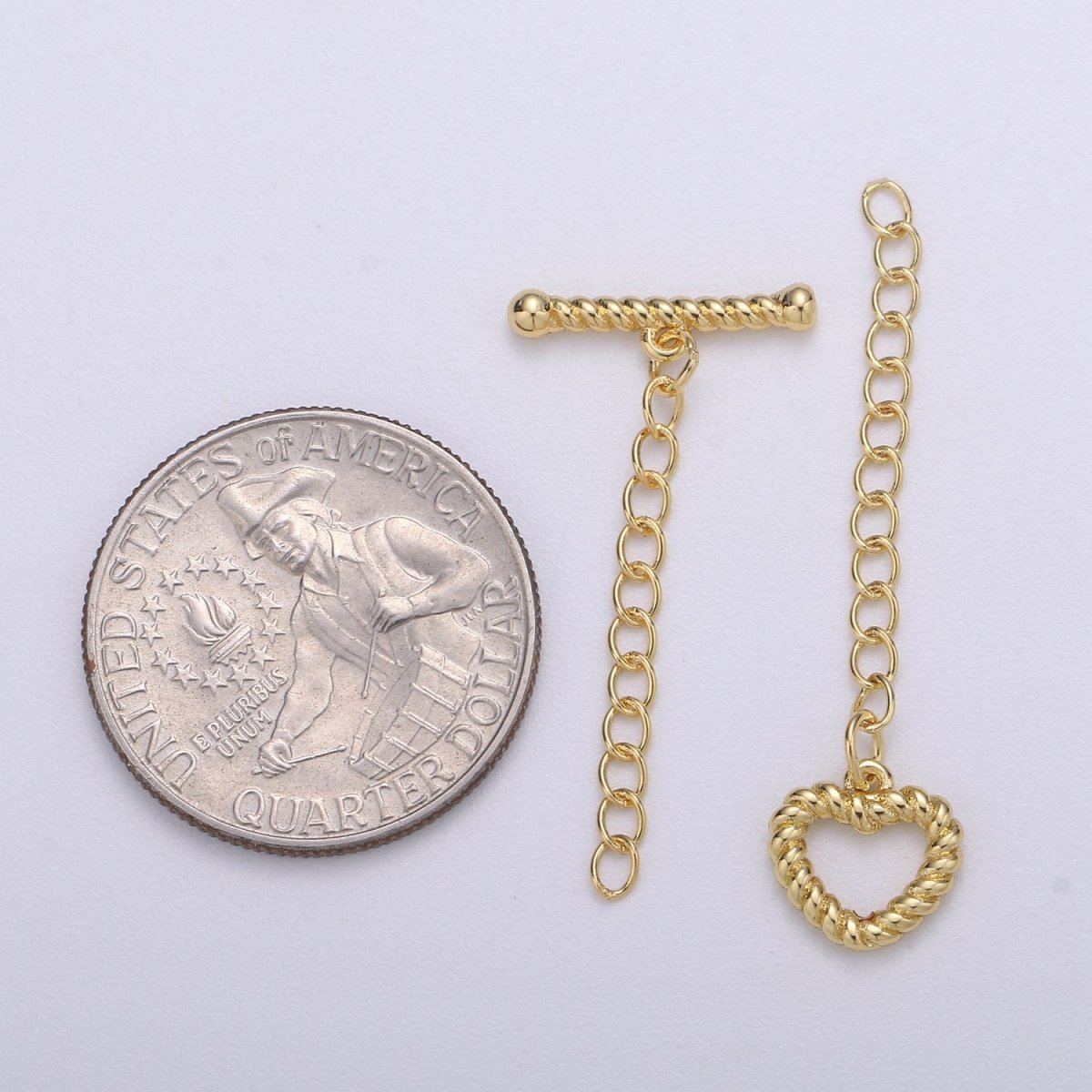 14k Gold Filled heart shape clasp toggle, Twisted Gold clasp, gold heart clasp toggle, heart toggle for Necklace Bracelet Component K-896 - DLUXCA
