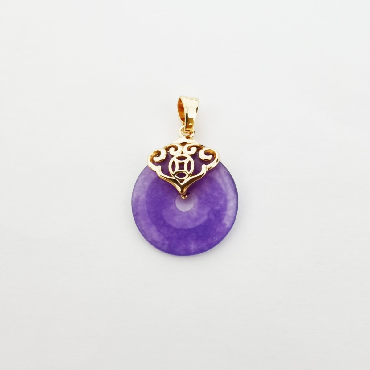 14k Gold Filled Heart with Round Jade Stone charm, Green Donut Stone Pendant, Jade Stone Pendant, Heart Charm Birthstone Jewelry Necklace O-131,O-148 - DLUXCA