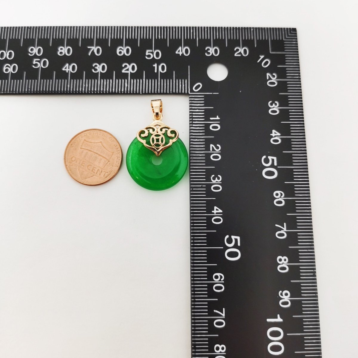 14k Gold Filled Heart with Round Jade Stone charm, Green Donut Stone Pendant, Jade Stone Pendant, Heart Charm Birthstone Jewelry Necklace O-131,O-148 - DLUXCA