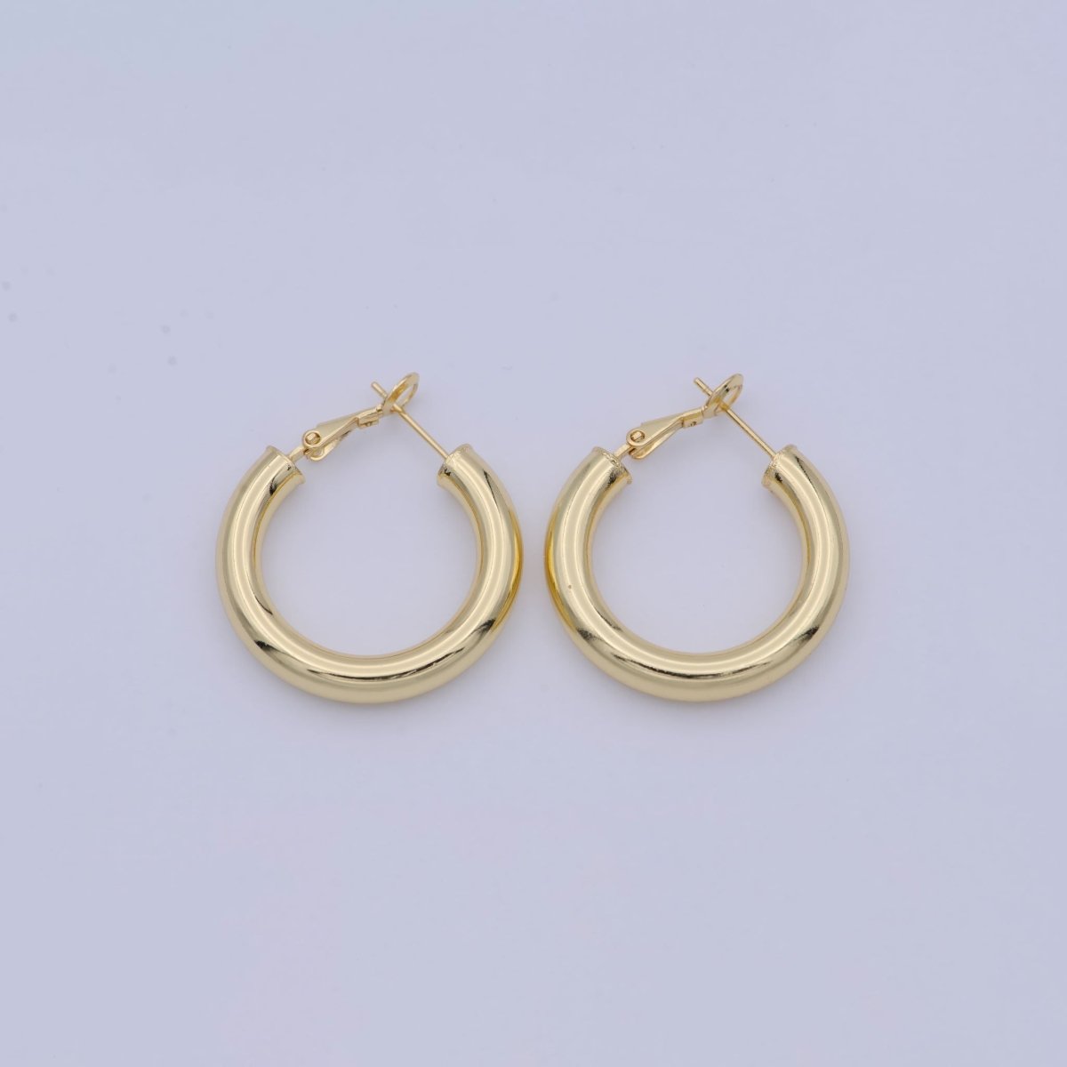 14k Gold Filled Hinged Hoops, Huggie Hoop Earrings, 30mm Tube, Hoop Flex Earrings for Everyday Wear Hypoallergenic T-245 - DLUXCA