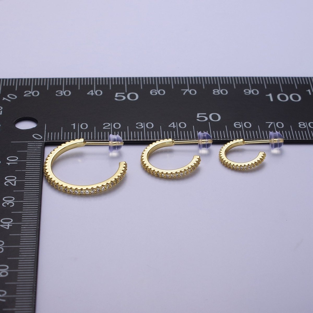 14k Gold Filled Hoop Earrings with Micro Pave, Cubic Zirconia, Dainty Hoops, Zircon Hoops, Wholesale Jewelry V-170 V-171 V-172 - DLUXCA