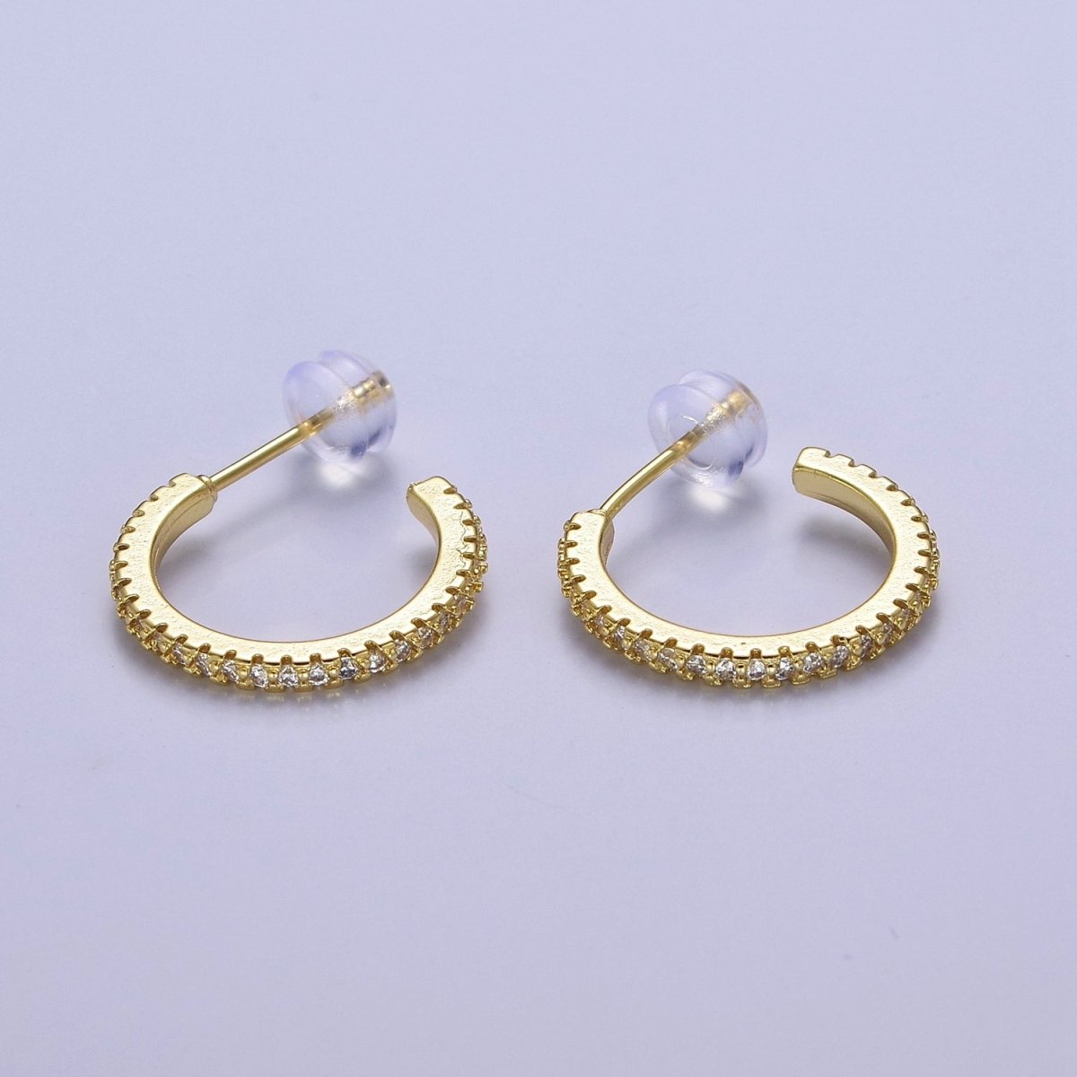 14k Gold Filled Hoop Earrings with Micro Pave, Cubic Zirconia, Dainty Hoops, Zircon Hoops, Wholesale Jewelry V-170 V-171 V-172 - DLUXCA