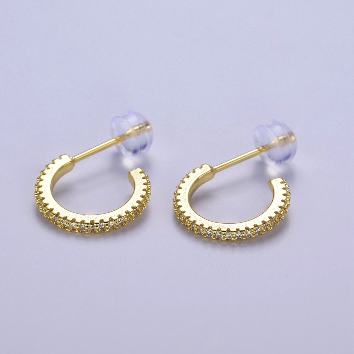 14k Gold Filled Hoop Earrings with Micro Pave, Cubic Zirconia, Dainty Hoops, Zircon Hoops, Wholesale Jewelry V-170 V-171 V-172 - DLUXCA