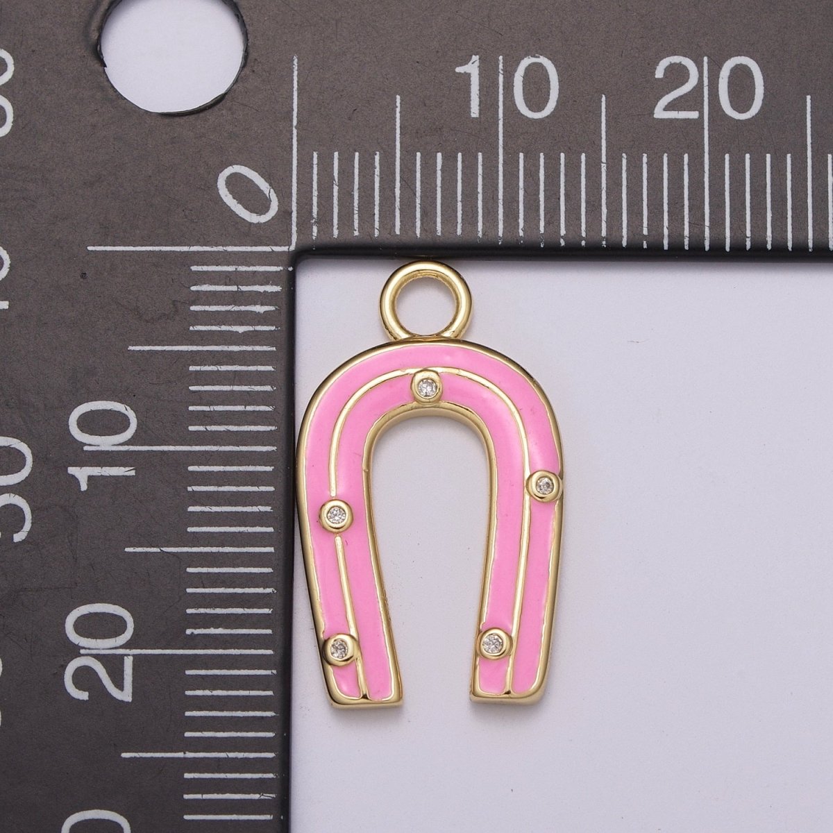 14k Gold Filled Horseshoe Enamel Horse Shoe Charm Pendant Pink Green Rainbow Lucky Charm for Necklace Earring Bracelet, M-859-M-861 - DLUXCA