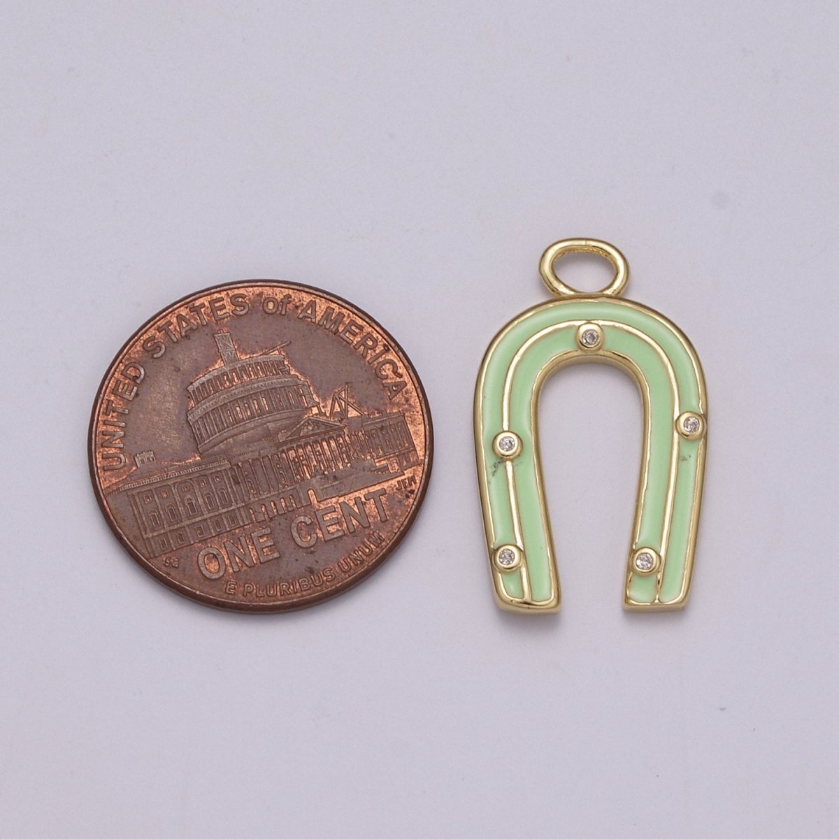 14k Gold Filled Horseshoe Enamel Horse Shoe Charm Pendant Pink Green Rainbow Lucky Charm for Necklace Earring Bracelet, M-859-M-861 - DLUXCA