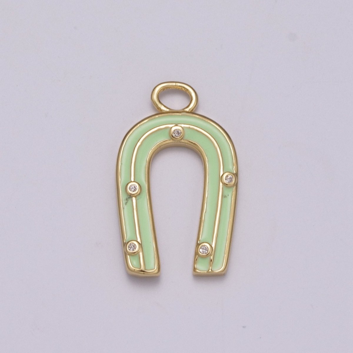 14k Gold Filled Horseshoe Enamel Horse Shoe Charm Pendant Pink Green Rainbow Lucky Charm for Necklace Earring Bracelet, M-859-M-861 - DLUXCA