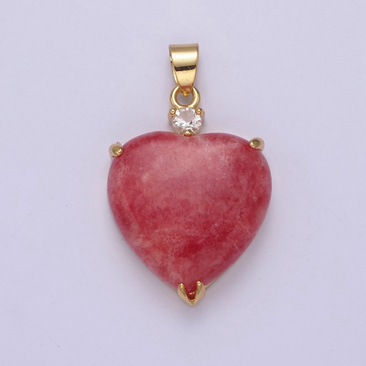 14k Gold Filled Jade Heart Pendant Puffy Heart Charm W-625~W-628 - DLUXCA