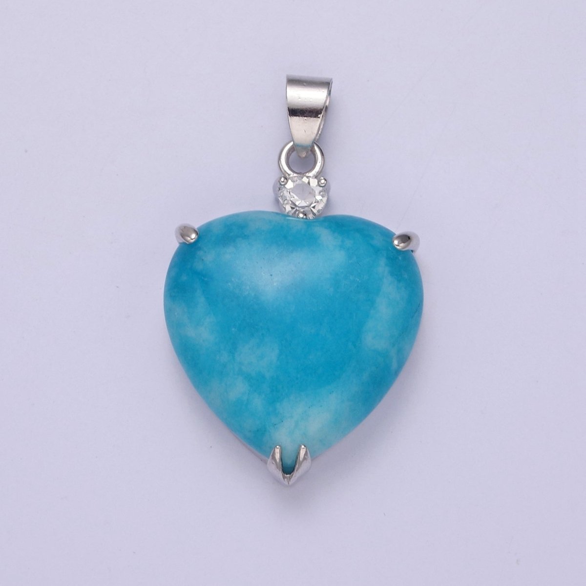 14k Gold Filled Jade Heart Pendant Puffy Heart Charm W-625~W-628 - DLUXCA
